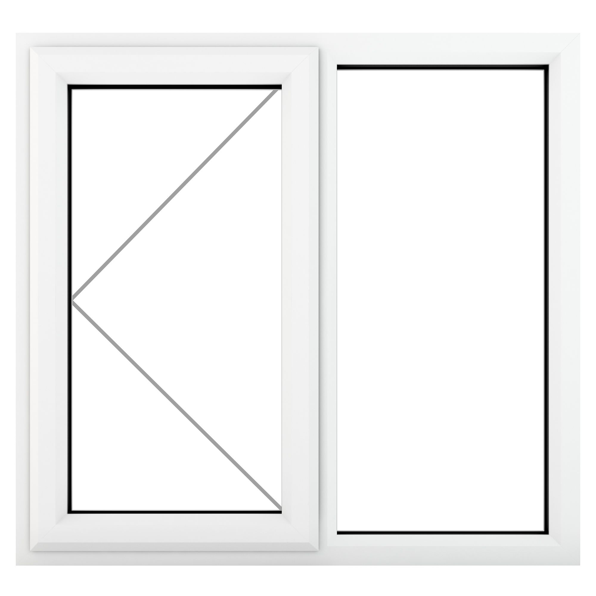 Fortia 2P Clear Glazed White uPVC Left-handed Swinging Window, (H)1040mm (W)1190mm
