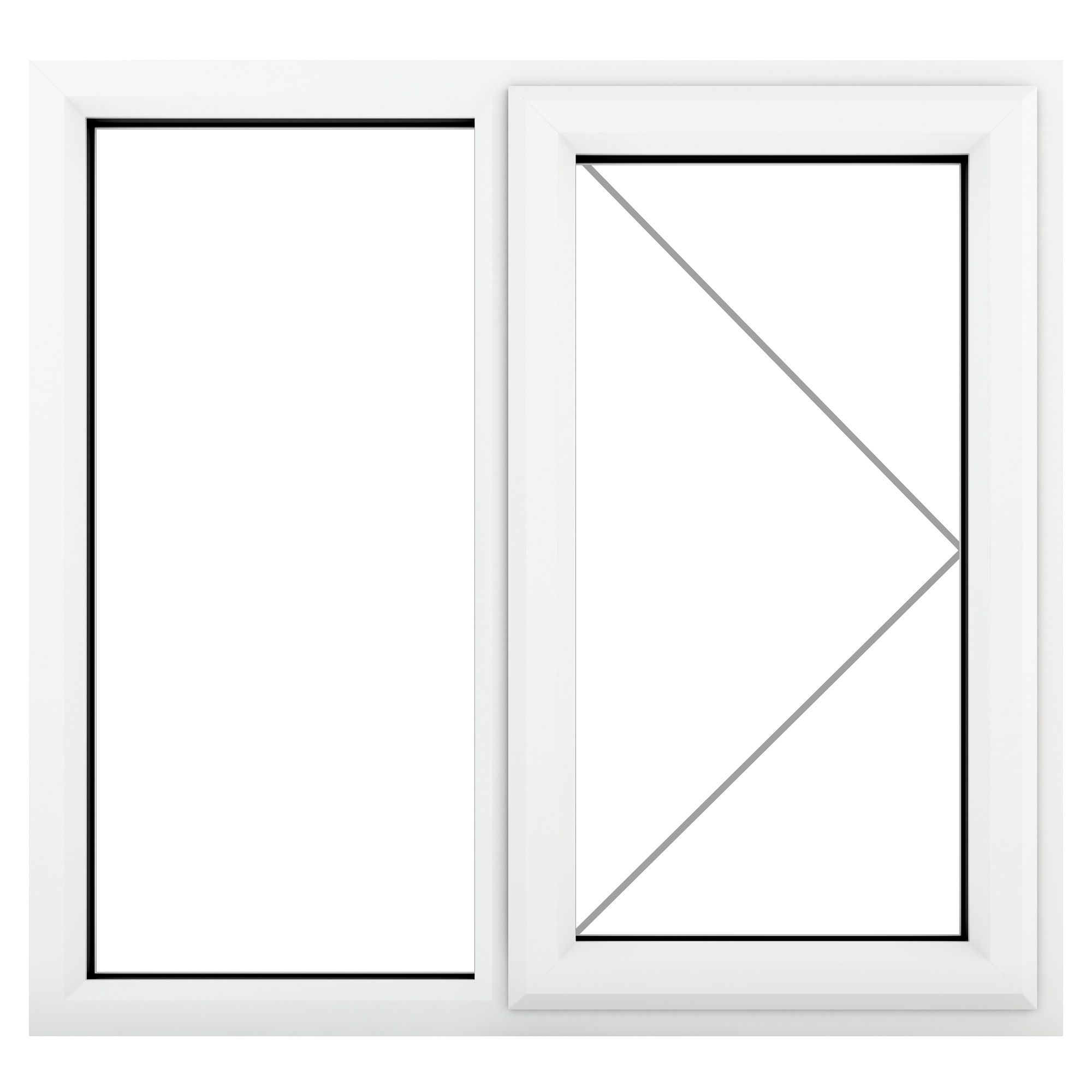 Fortia 2P Clear Glazed White uPVC Right-handed Swinging Window, (H)965mm (W)905mm