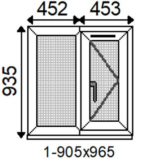 Fortia 2P Clear Glazed White uPVC Right-handed Swinging Window, (H)965mm (W)905mm