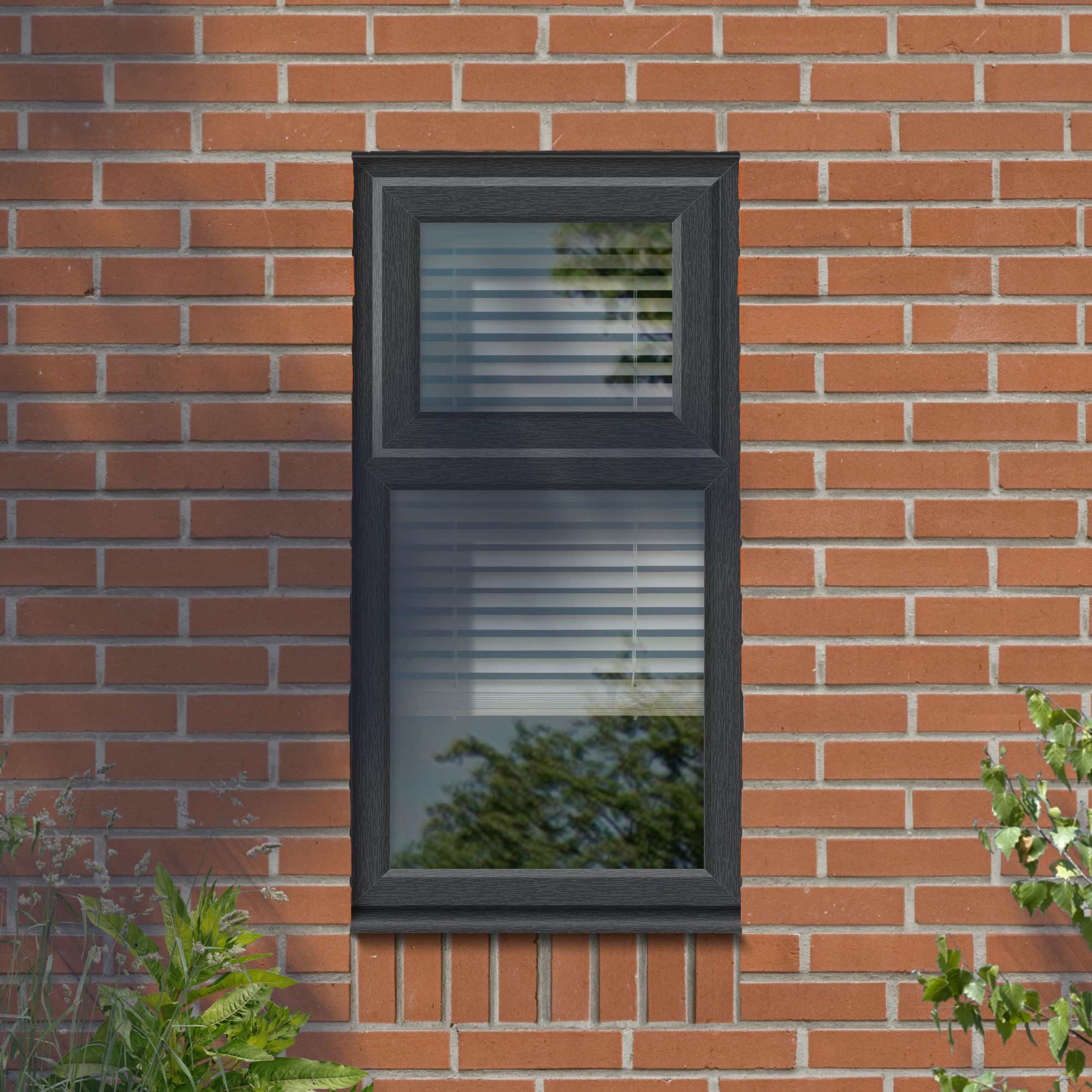 Fortia 2P Obscured Glazed Anthracite uPVC Top hung Window, (H)1040mm (W)610mm