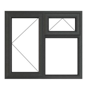 Fortia 3P Clear Glazed Anthracite uPVC Left-handed Side & top hung Window, (H)1040mm (W)1190mm