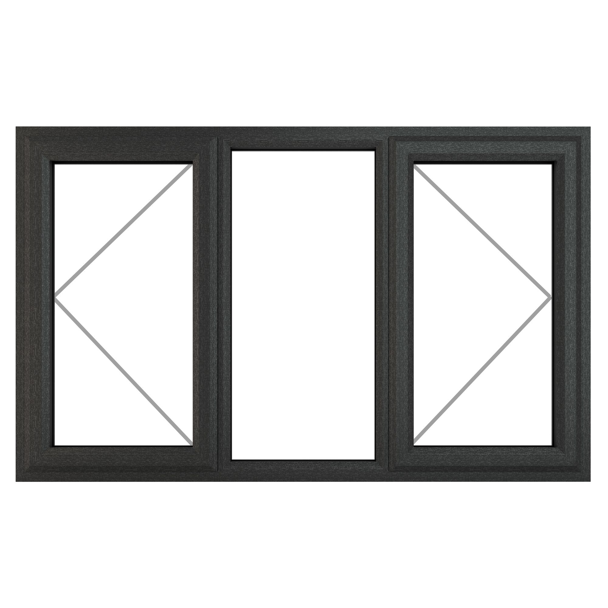 Fortia 3P Clear Glazed Anthracite uPVC LH & RH Swinging Window, (H)1115mm (W)1770mm