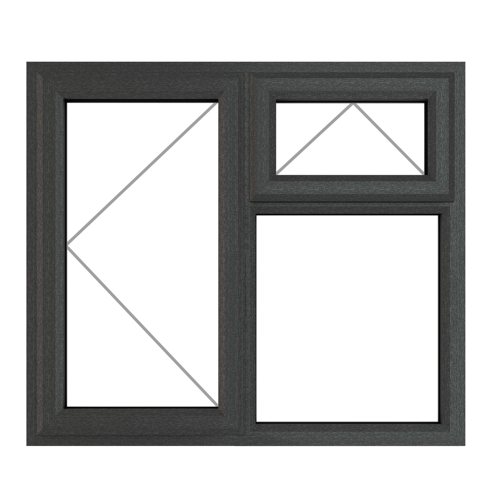 Fortia 3P Clear Glazed Anthracite/White uPVC Left-handed Side & top hung Window, (H)1040mm (W)1190mm