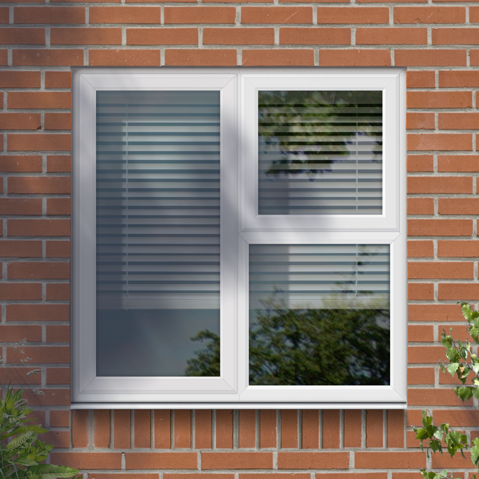Fortia 3P Clear Glazed White uPVC Left-handed Side & top hung Window, (H)965mm (W)905mm