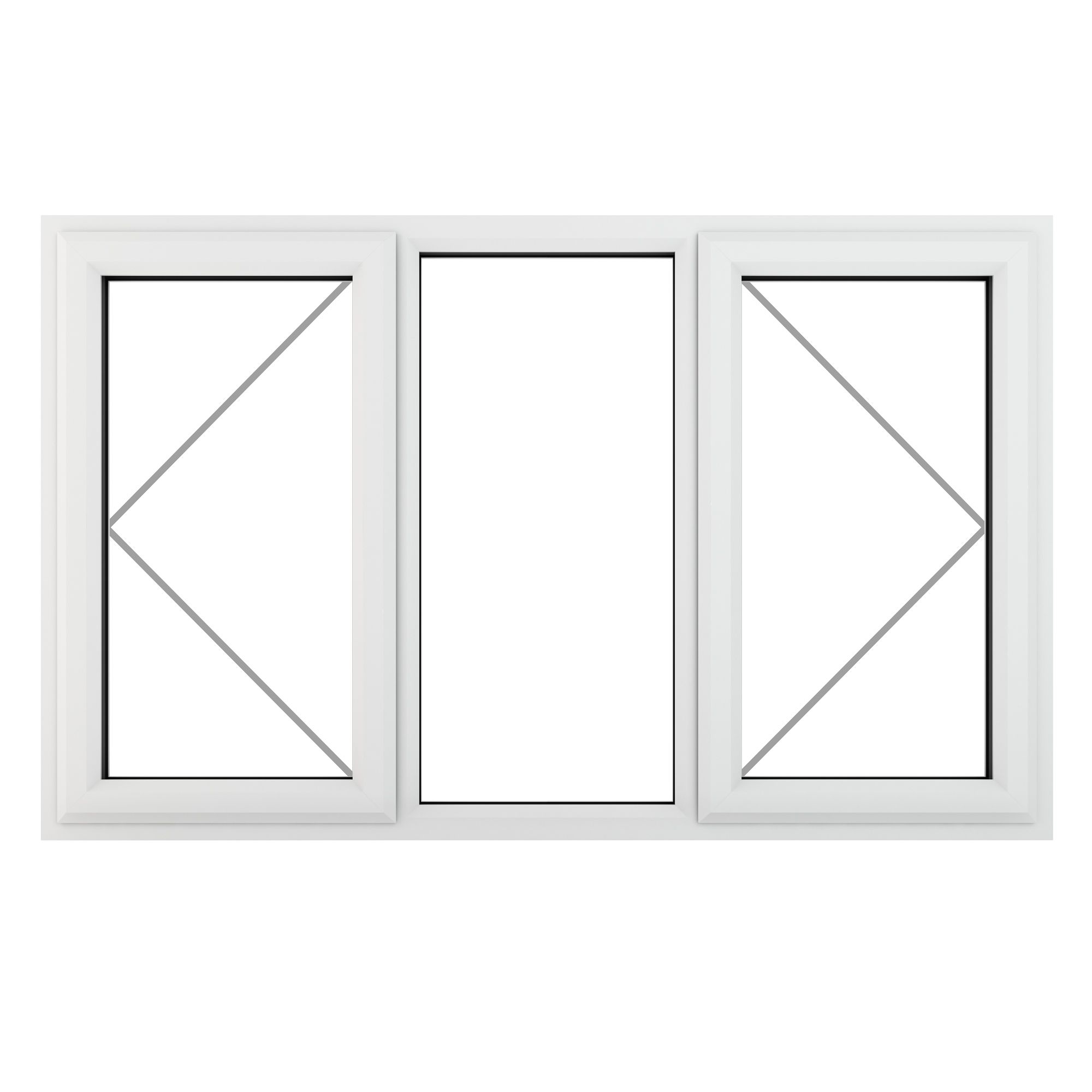 Fortia 3P Clear Glazed White uPVC LH & RH Swinging Window, (H)1115mm (W)1770mm