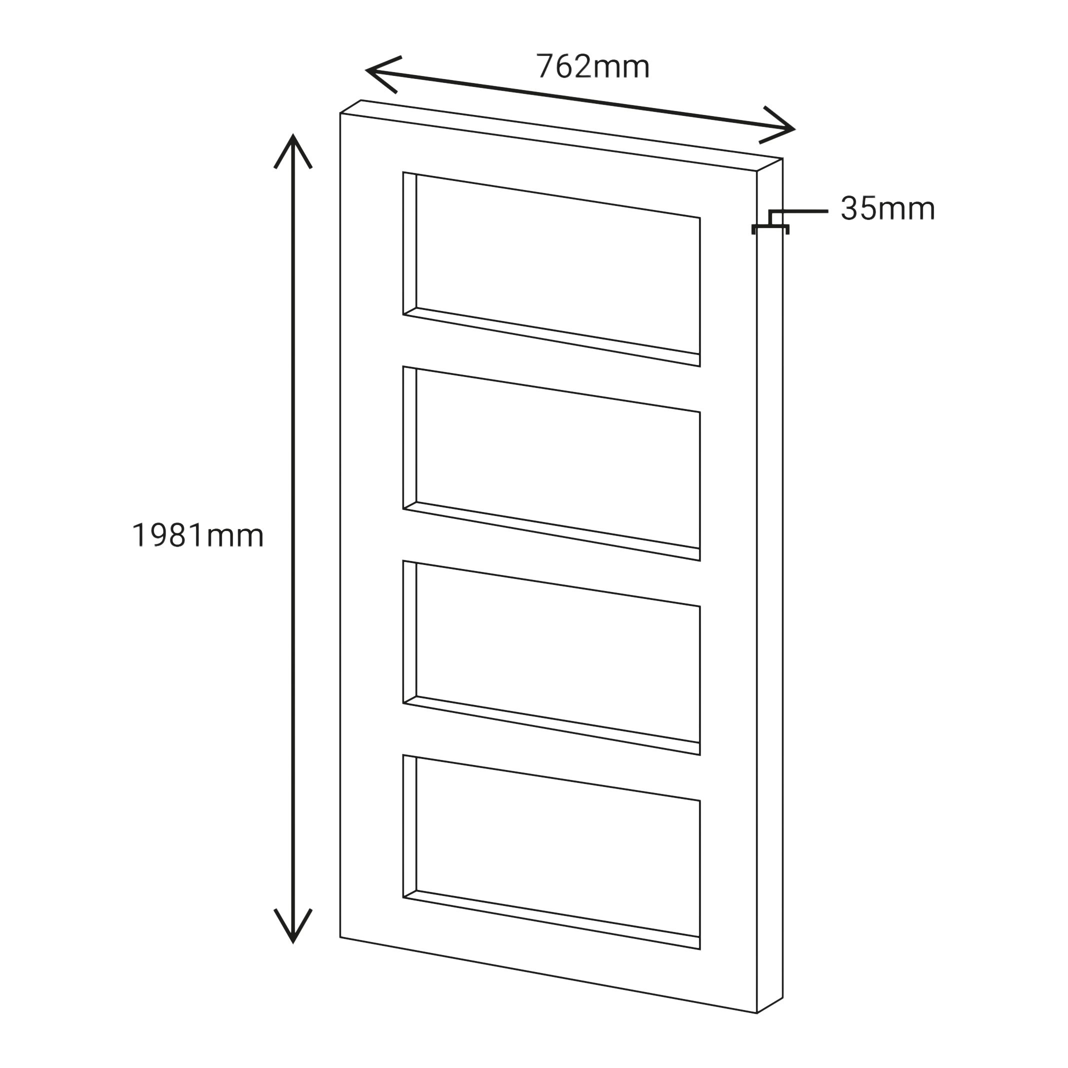 Fortia 4 Lite Clear Glazed Shaker White Pine veneer Internal Pine Door, (H)1981mm (W)762mm (T)35mm