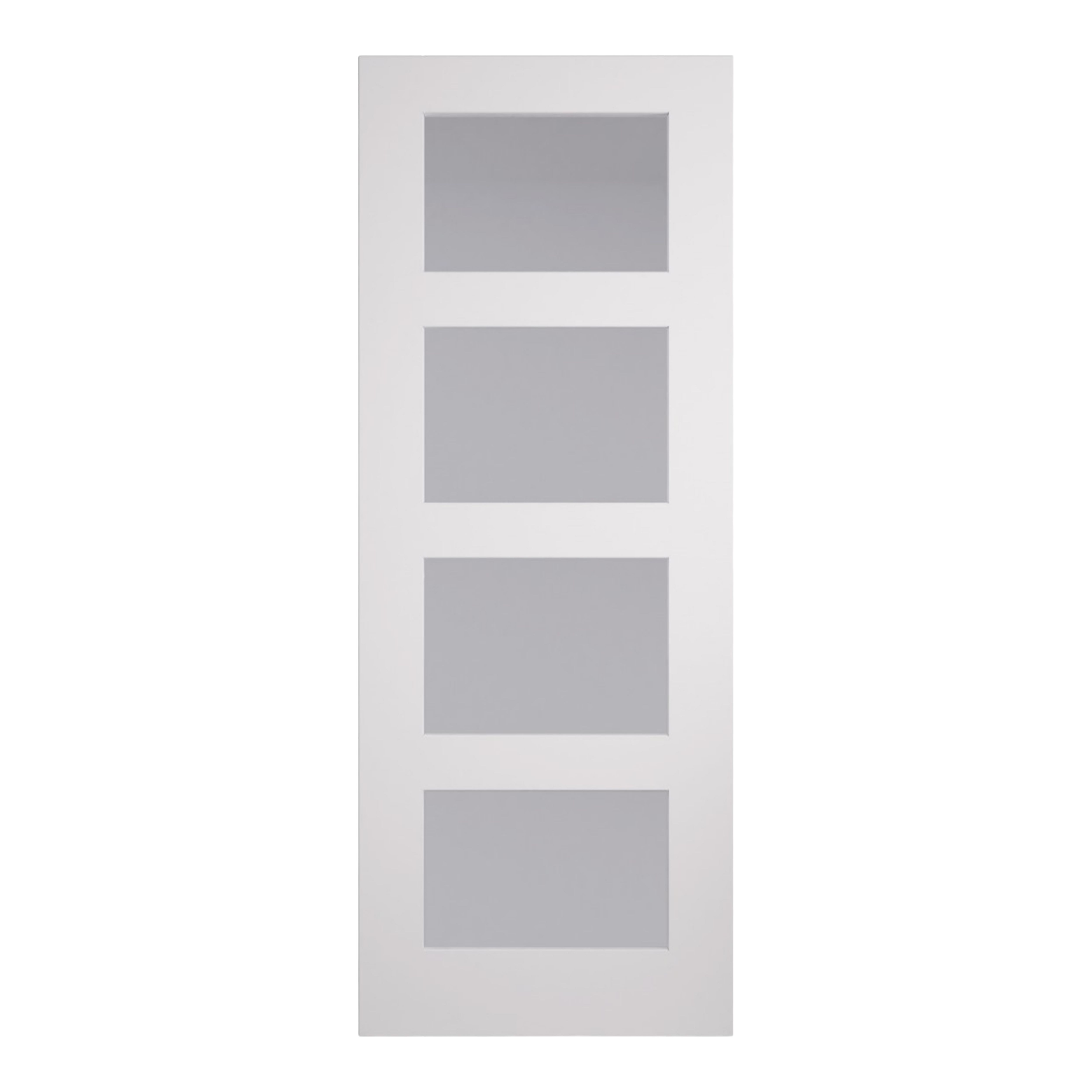 Fortia 4 Lite Clear Glazed Shaker White Pine veneer Internal Pine Door, (H)1981mm (W)762mm (T)35mm