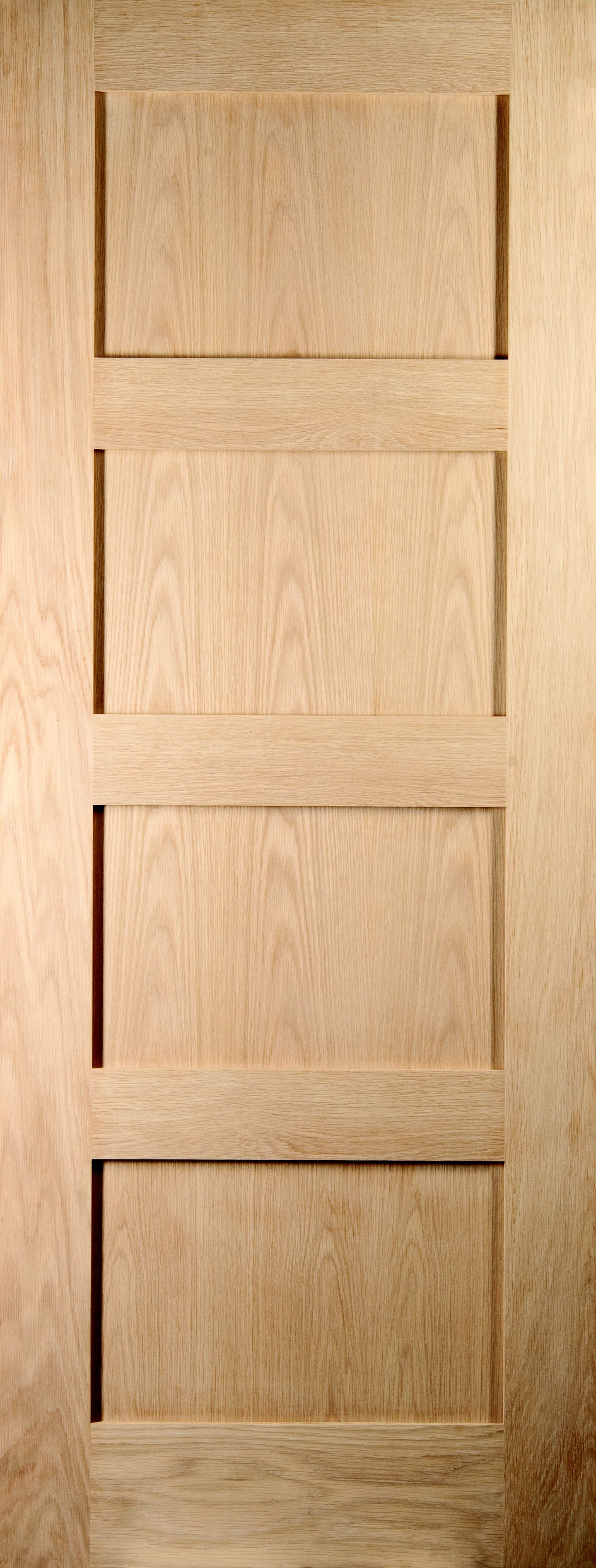 Fortia 4 panel Unglazed Shaker Natural Oak veneer Internal Timber Door, (H)1981mm (W)610mm (T)35mm