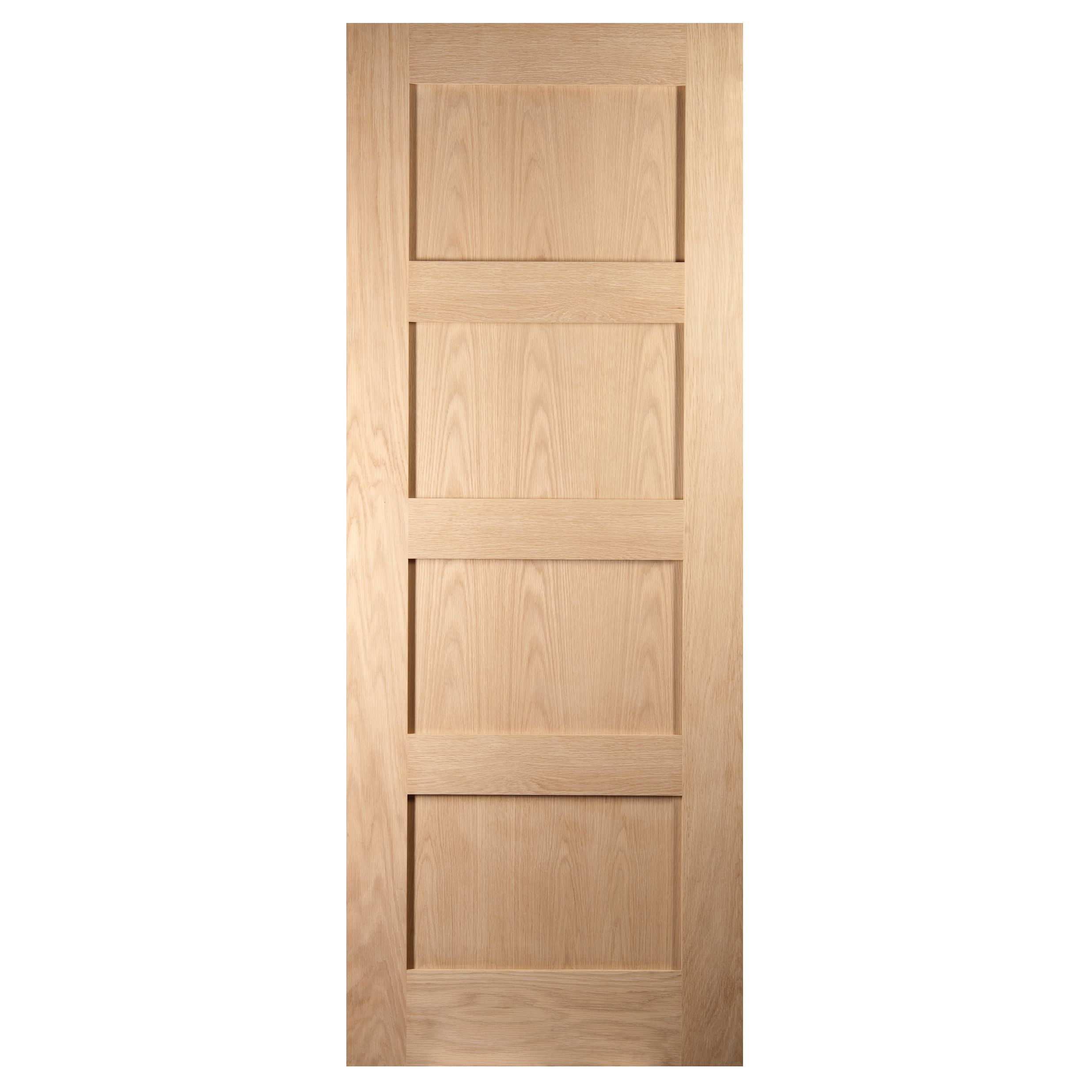 Fortia 4 panel Unglazed Shaker Natural White oak veneer Internal Timber Fire door, (H)1981mm (W)686mm (T)44mm