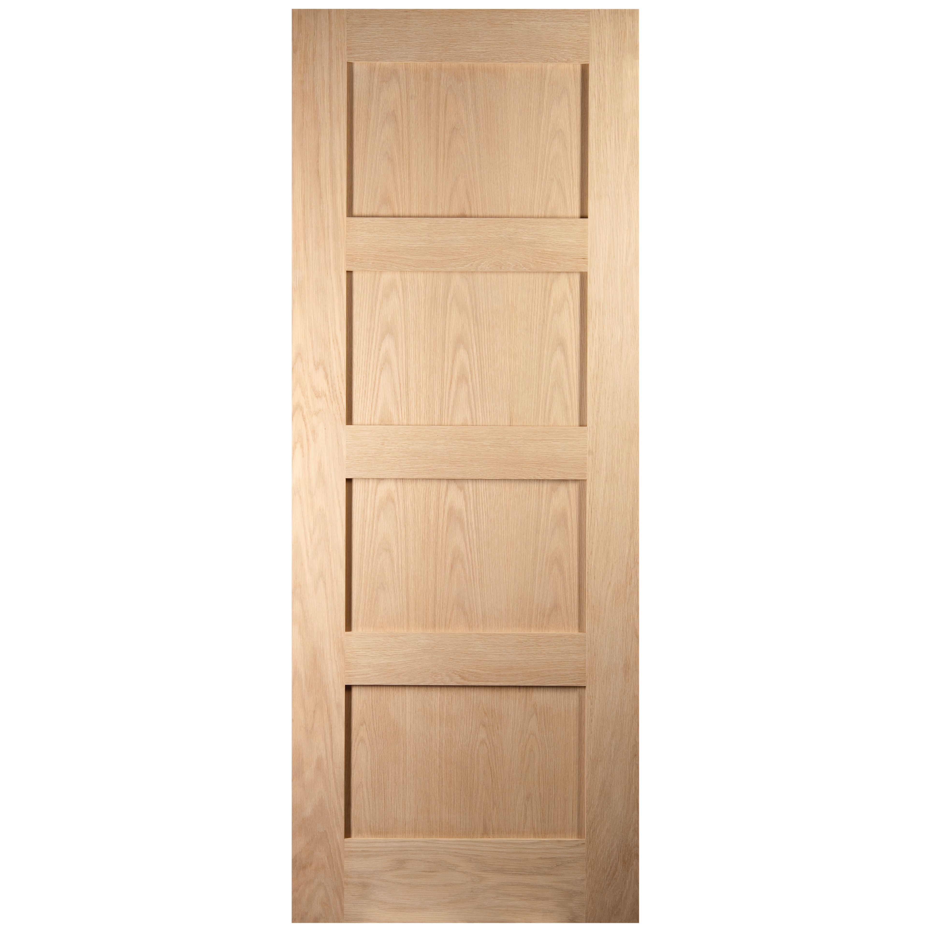 Fortia 4 panel Unglazed Shaker Natural White oak veneer Internal Timber Fire door, (H)1981mm (W)762mm (T)44mm