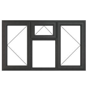 Fortia 4P Clear Glazed Anthracite uPVC LH & RH Side & top hung Window, (H)1190mm (W)1770mm