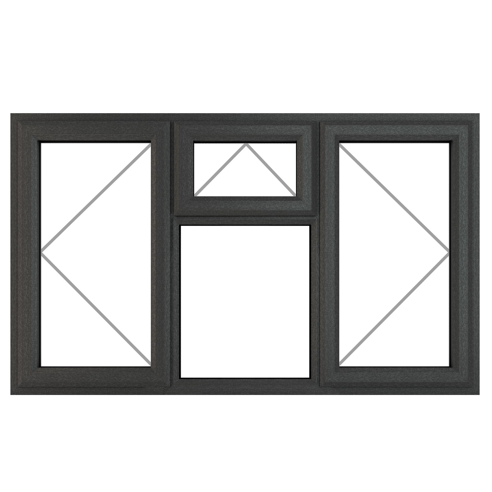 Fortia 4P Clear Glazed Anthracite/White uPVC Left & right-handed Side & top hung Window, (H)1040mm (W)1770mm