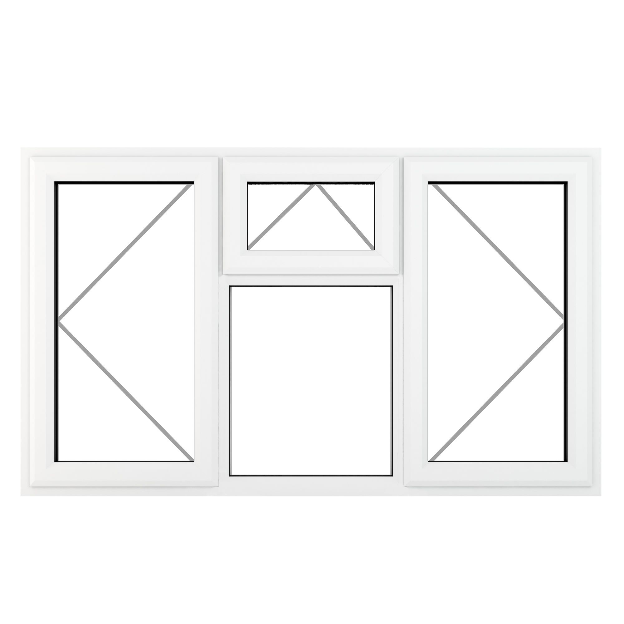 Fortia 4P Clear Glazed White uPVC LH & RH Side & top hung Window, (H)1190mm (W)1770mm