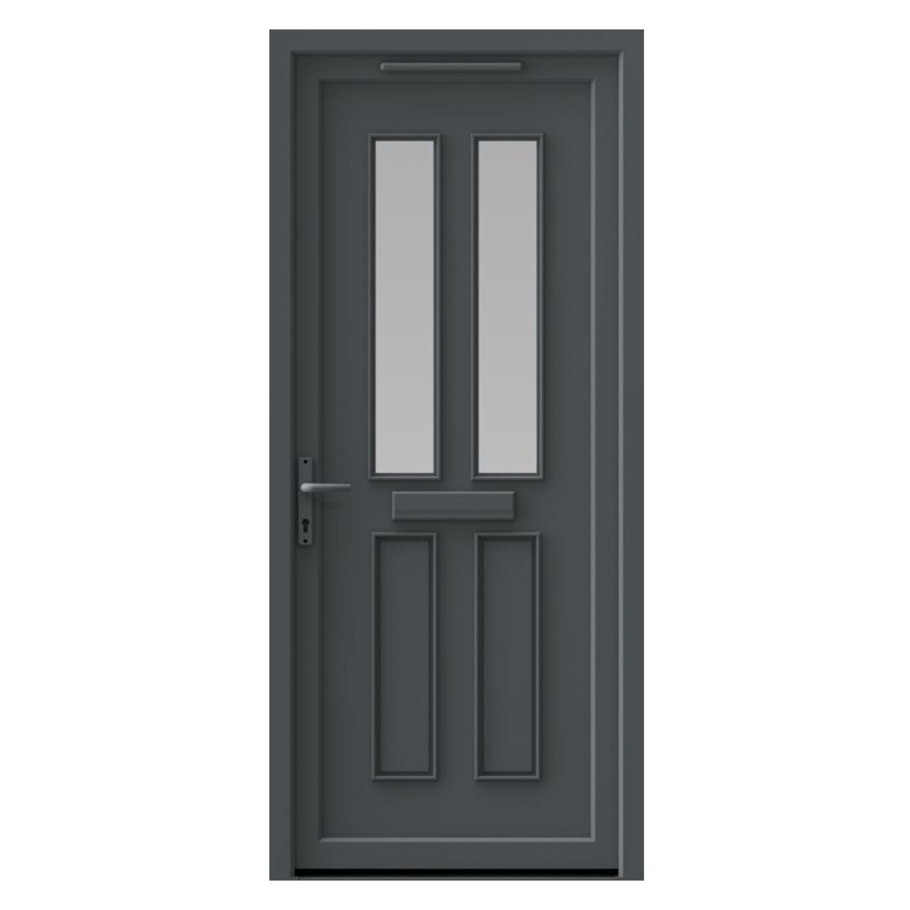 Fortia Chesil Frosted glass Frosted Glazed Anthracite RH External Front Door set, (H)2085mm (W)840mm
