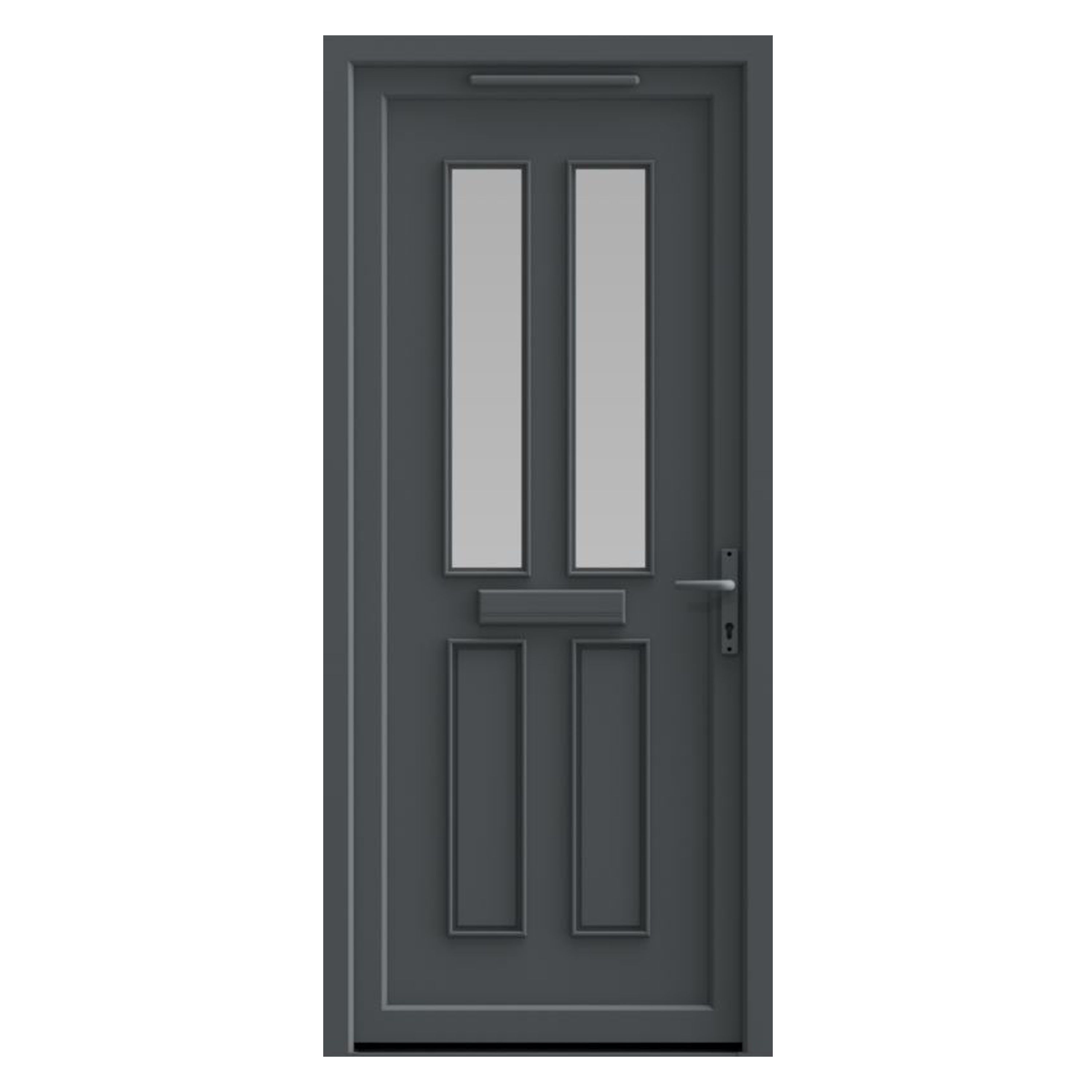 Fortia Chesil Frosted Glazed Anthracite LH External Front Door set, (H)2085mm (W)840mm