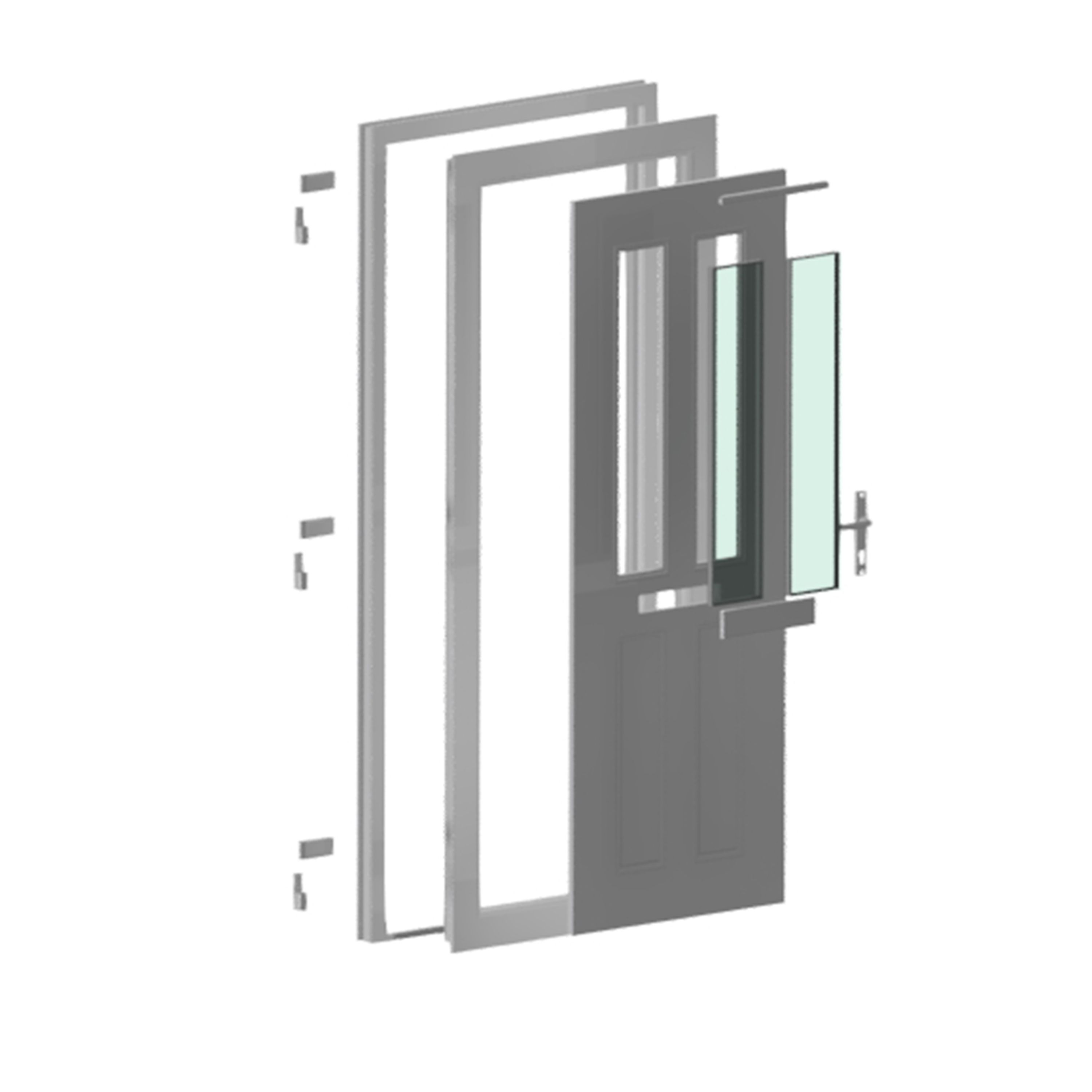 Fortia Chesil Frosted Glazed Anthracite LH External Front Door set, (H)2085mm (W)920mm