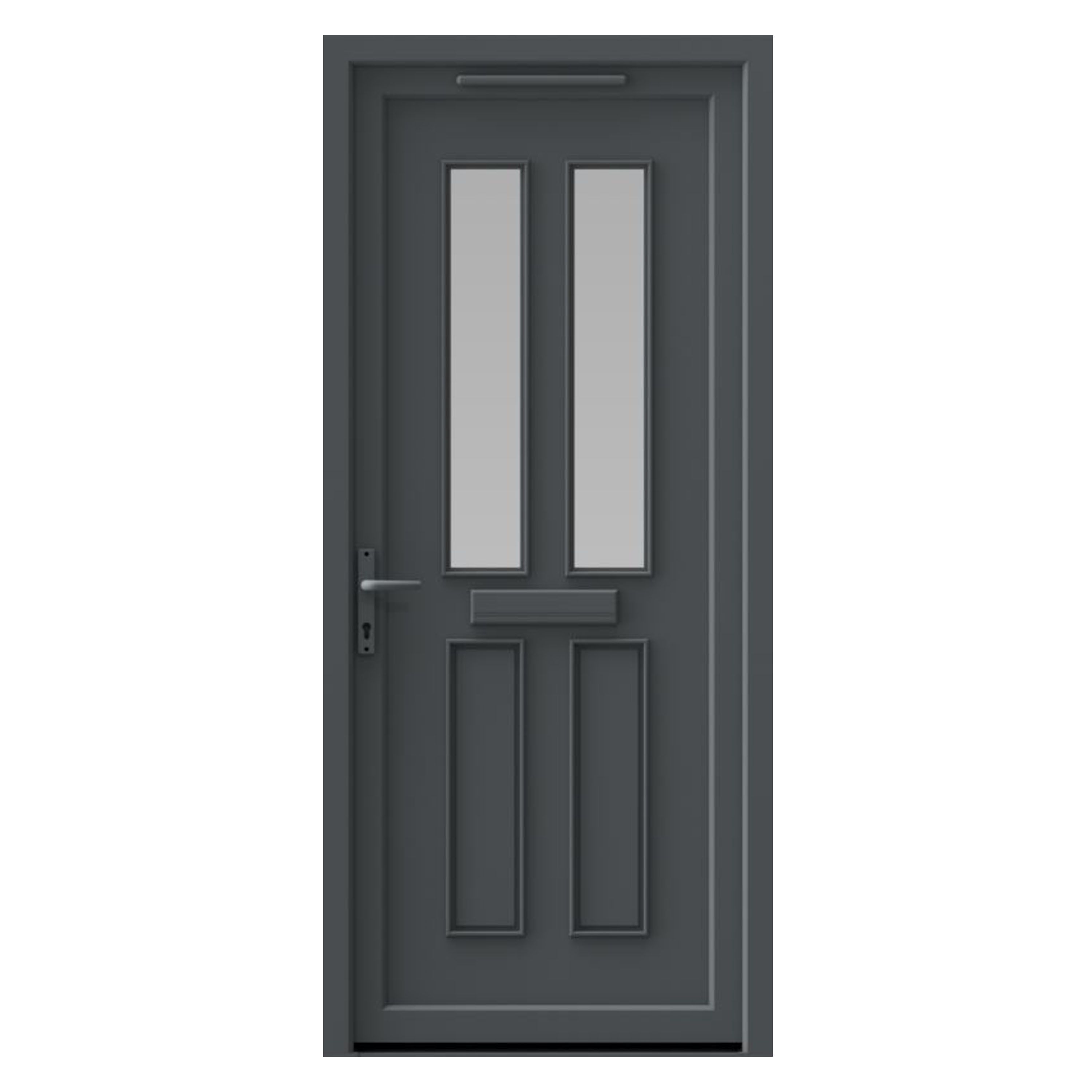 Fortia Chesil Frosted Glazed Anthracite RH External Front Door set, (H)2085mm (W)920mm