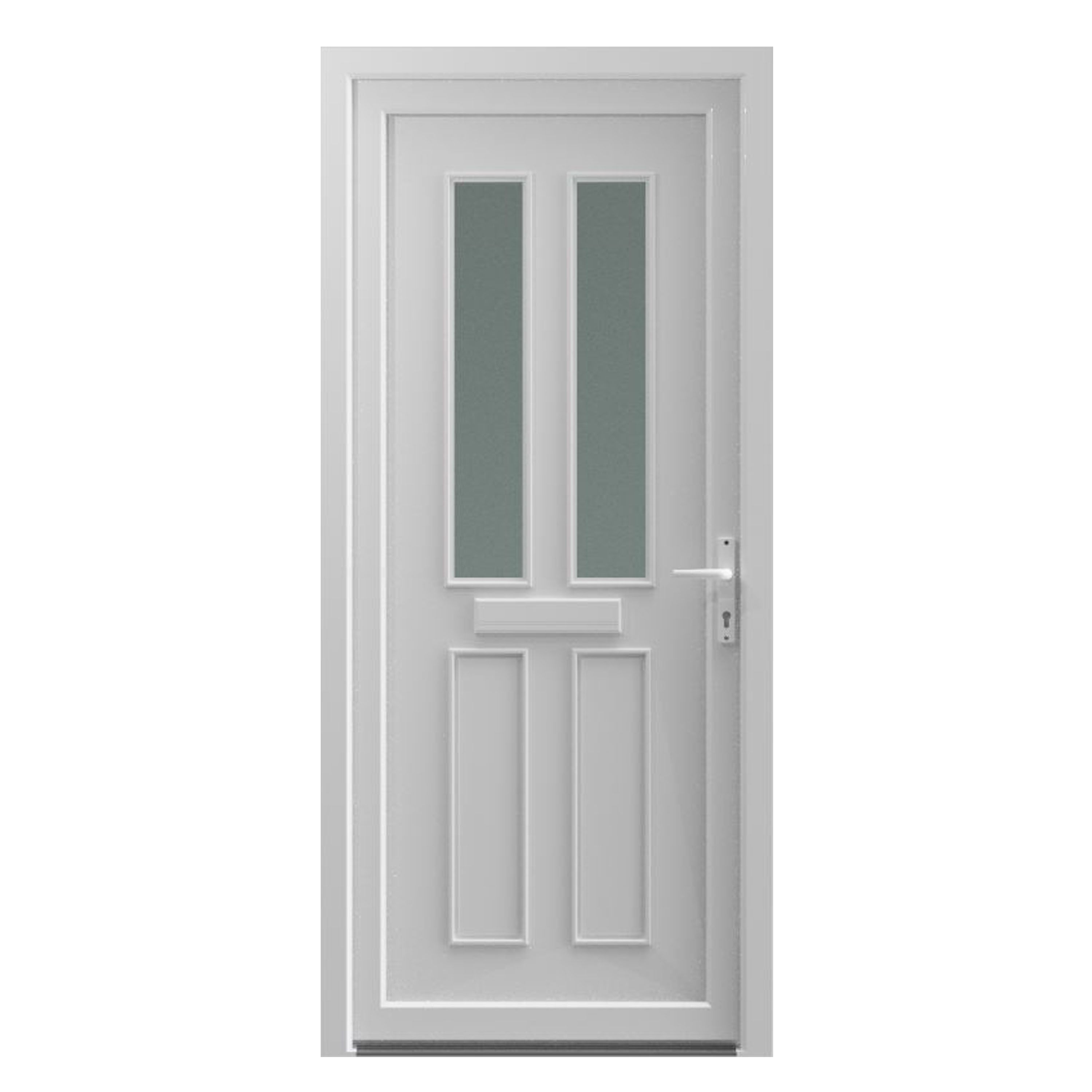 Fortia Chesil Frosted Glazed White LH External Front Door set, (H 