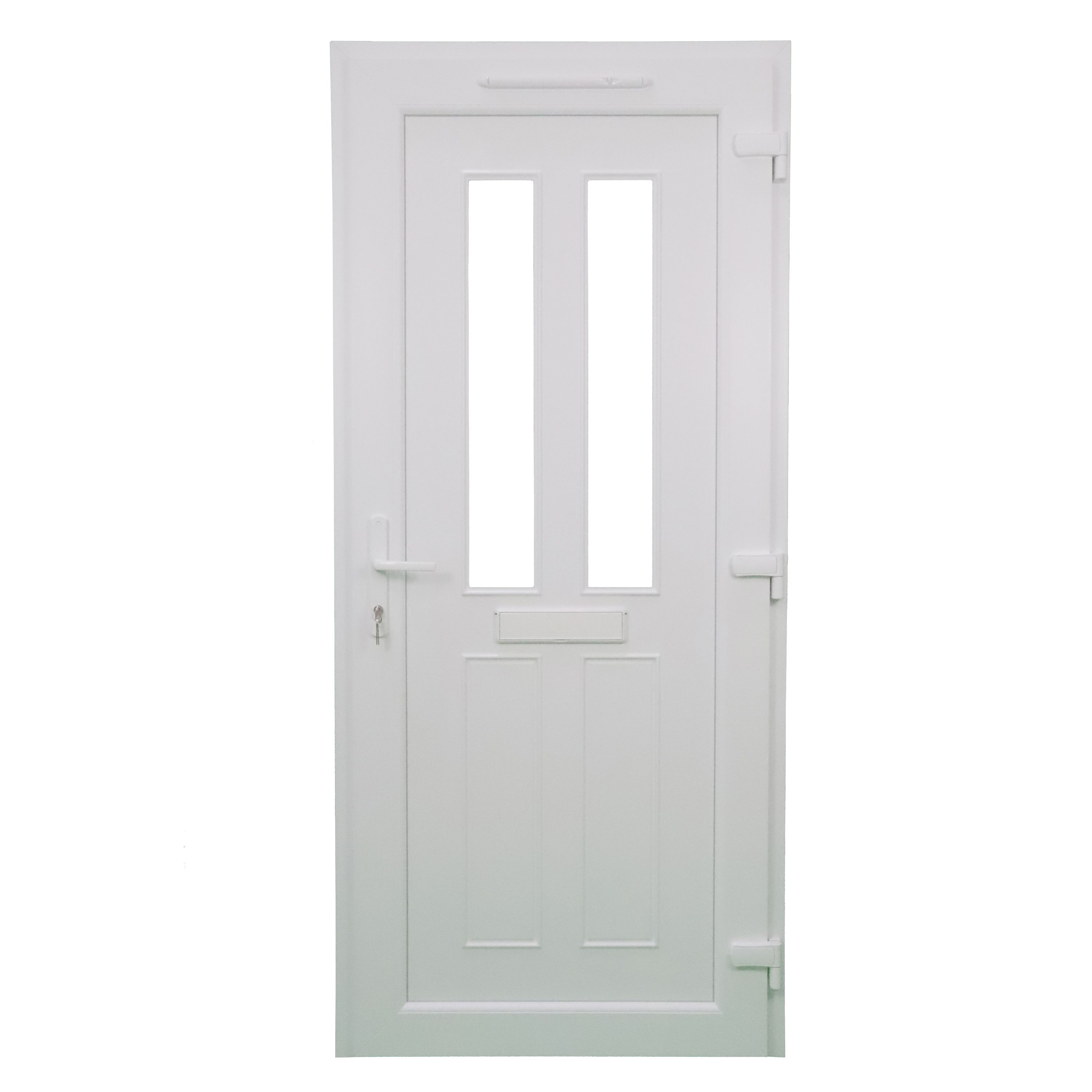 Fortia Chesil Frosted Glazed White LH External Front Door set, (H 