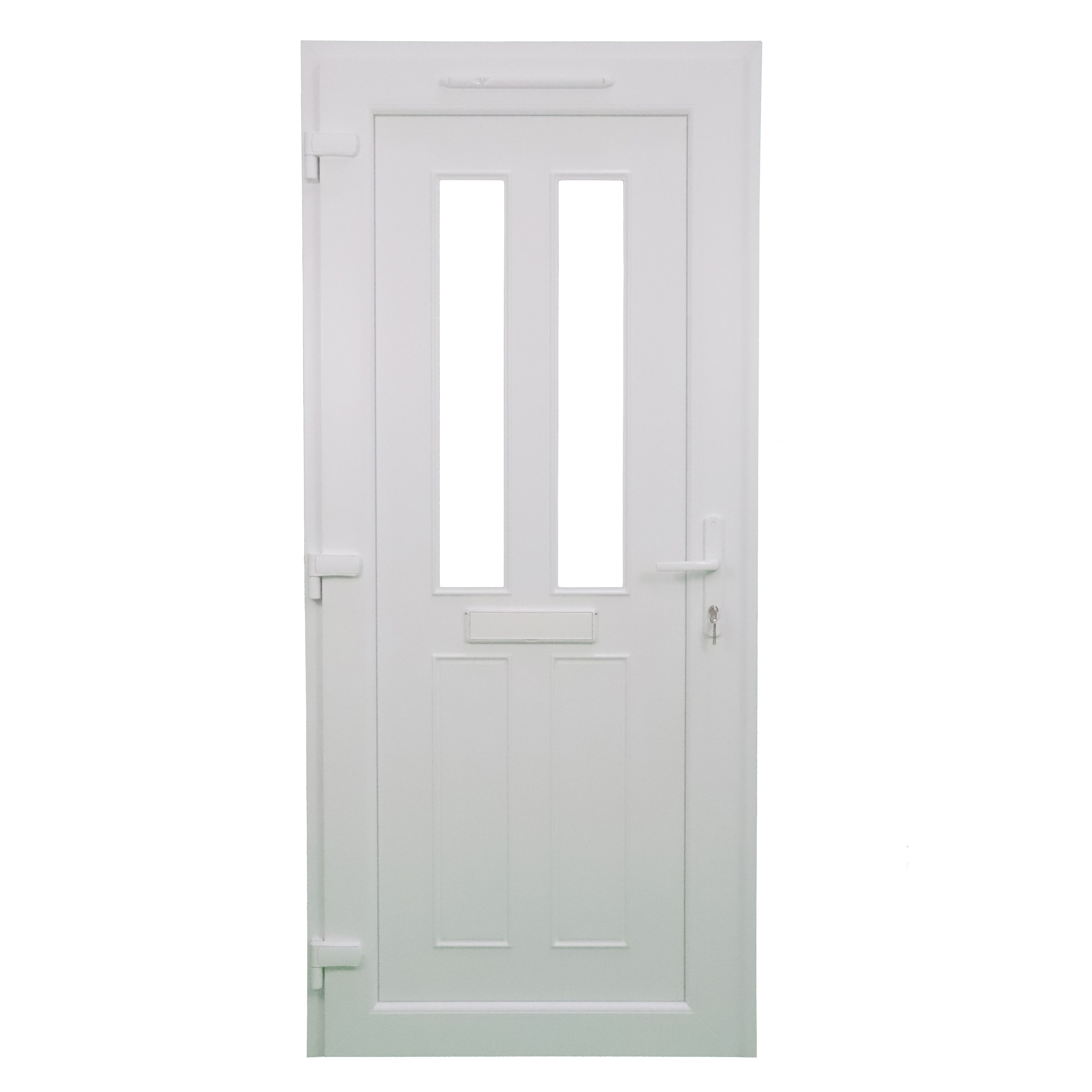 Fortia Chesil Frosted Glazed White RH External Front Door set, (H)2085mm (W)840mm
