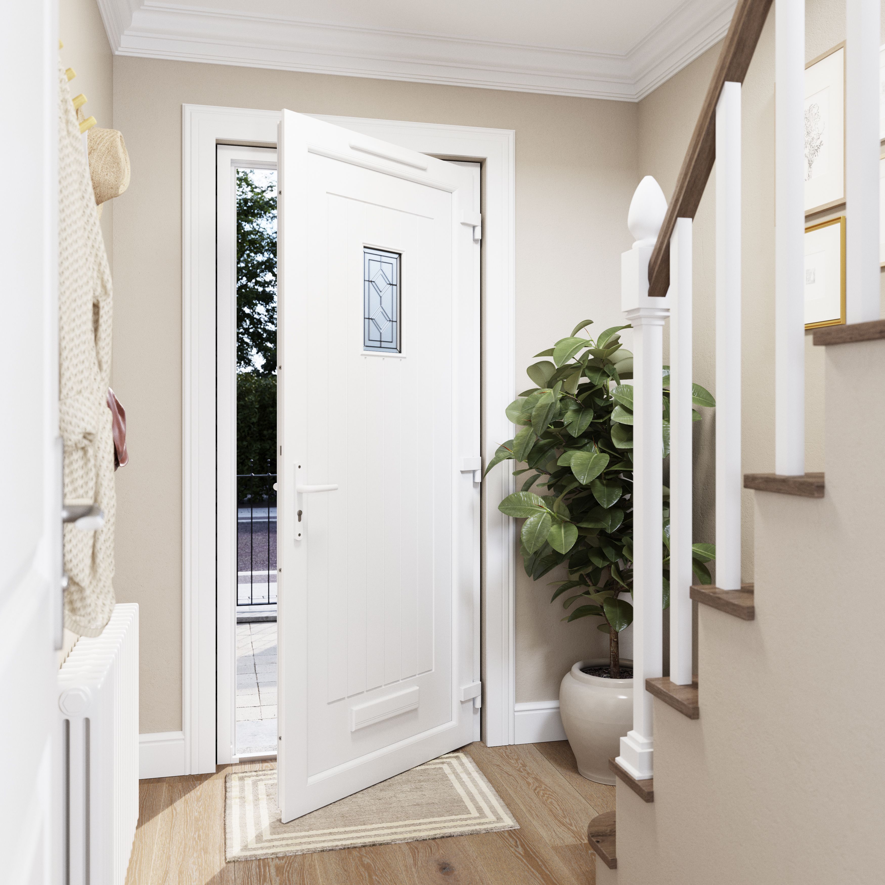 Fortia Curral Frosted glass Frosted Glazed White LH External Front Door ...
