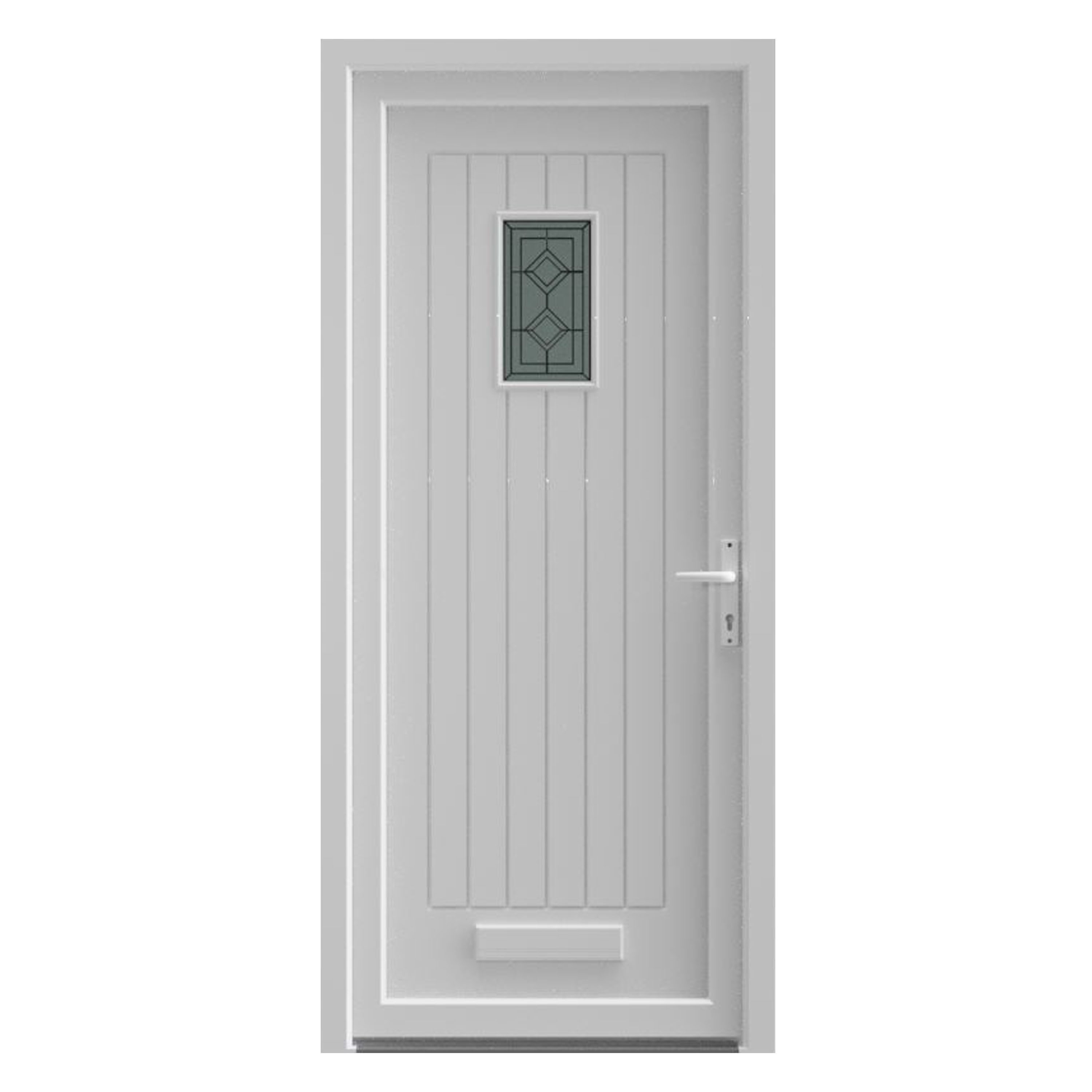 Fortia Curral Frosted glass Frosted Glazed White LH External Front Door set, (H)2085mm (W)920mm