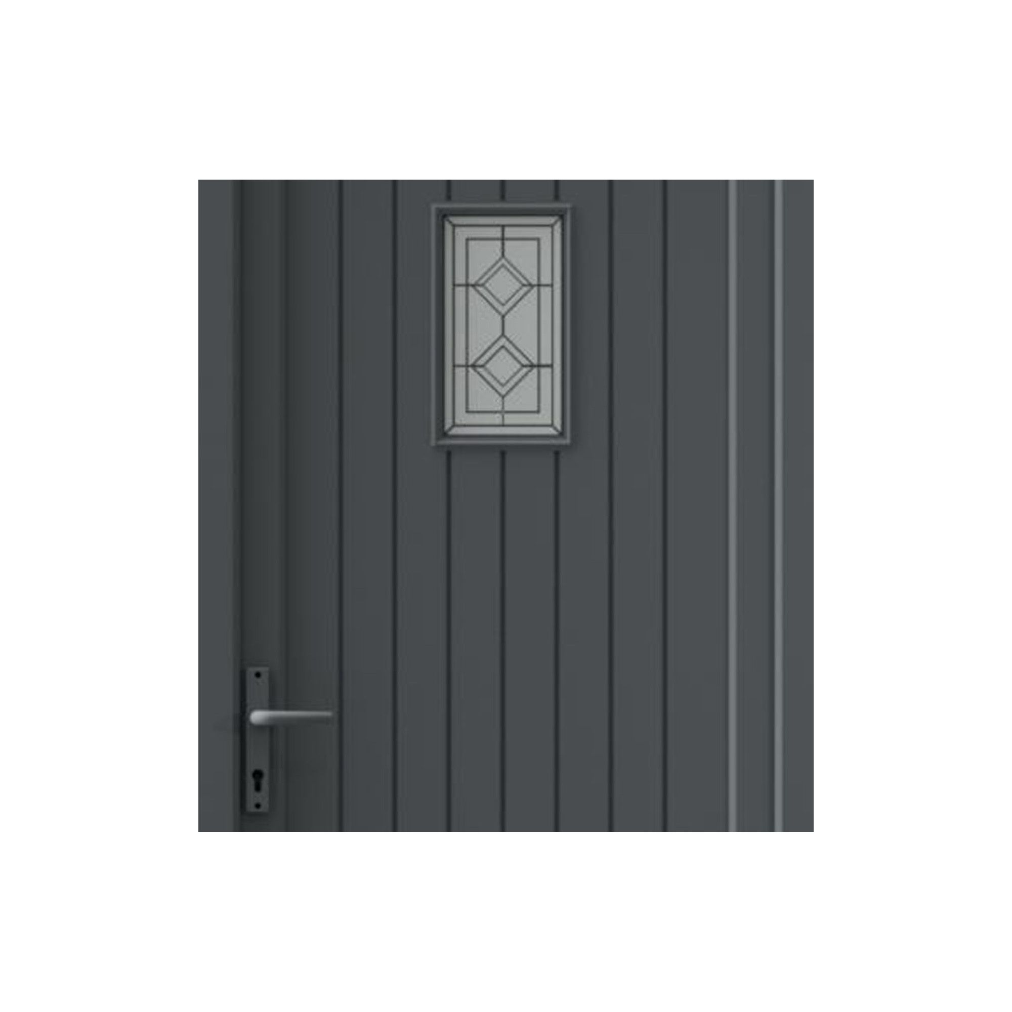 Fortia Curral Frosted Glazed Anthracite RH External Front Door set, (H)2085mm (W)920mm