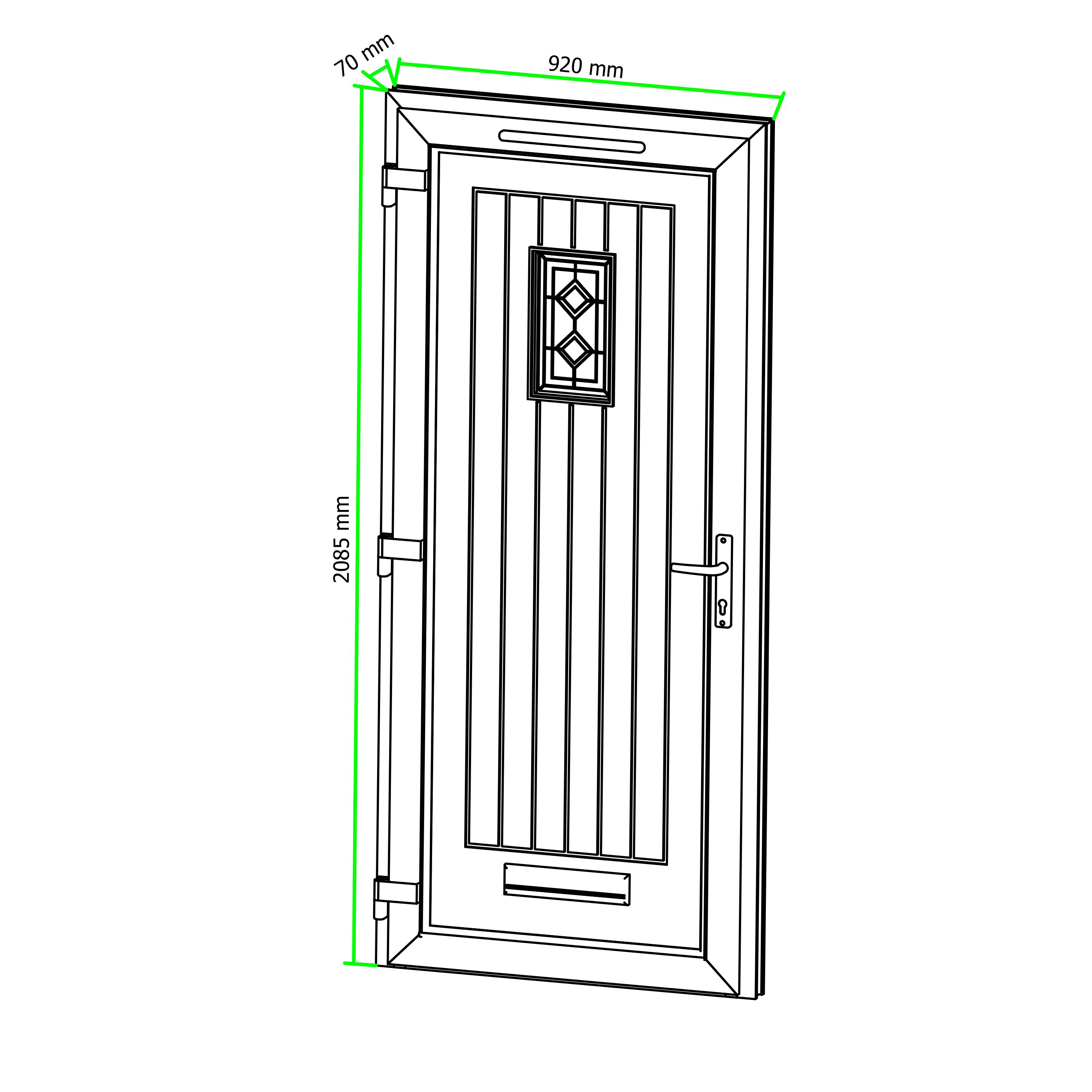Fortia Curral Frosted Glazed Anthracite RH External Front Door set, (H)2085mm (W)920mm