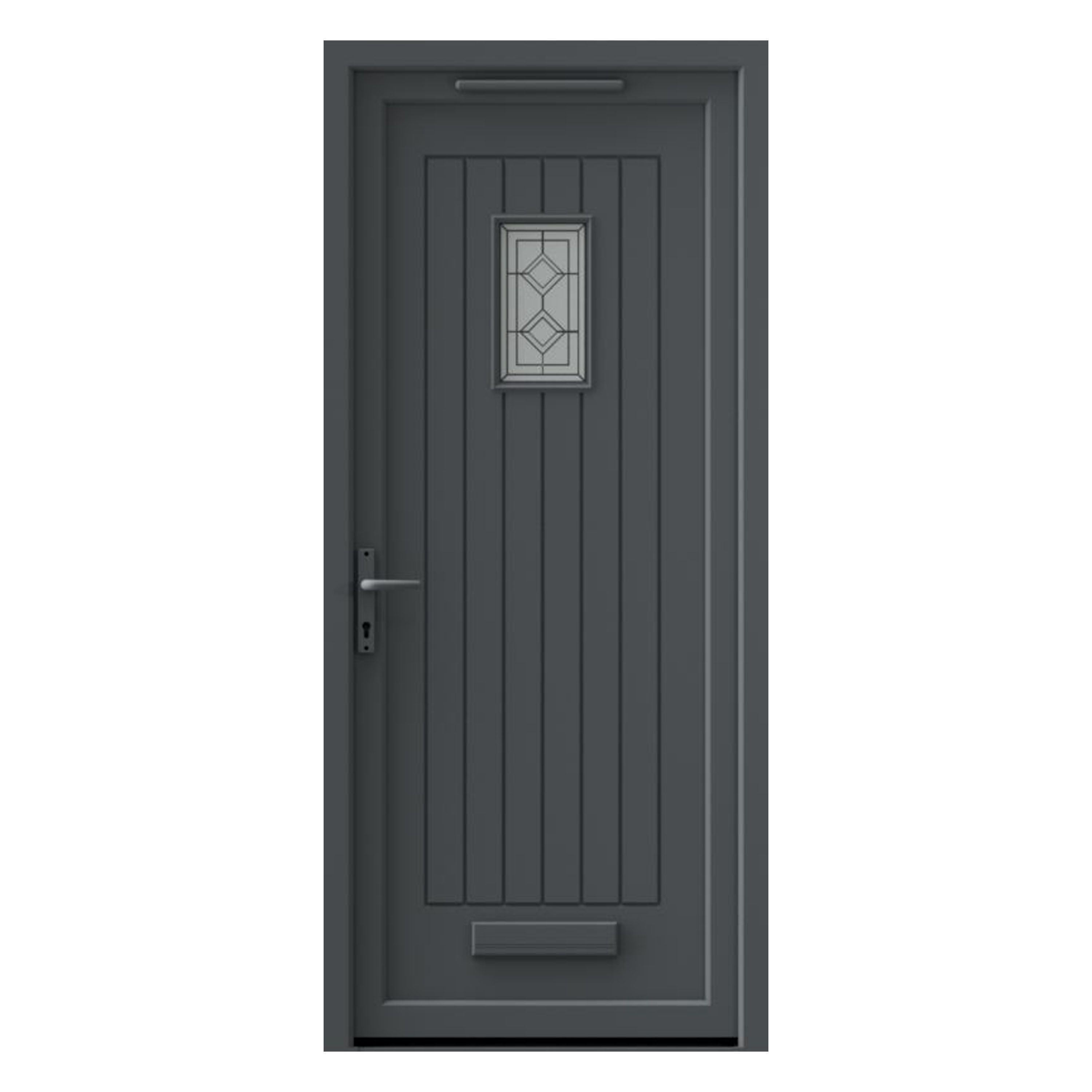 Fortia Curral Frosted Glazed Anthracite RH External Front Door set, (H)2085mm (W)920mm