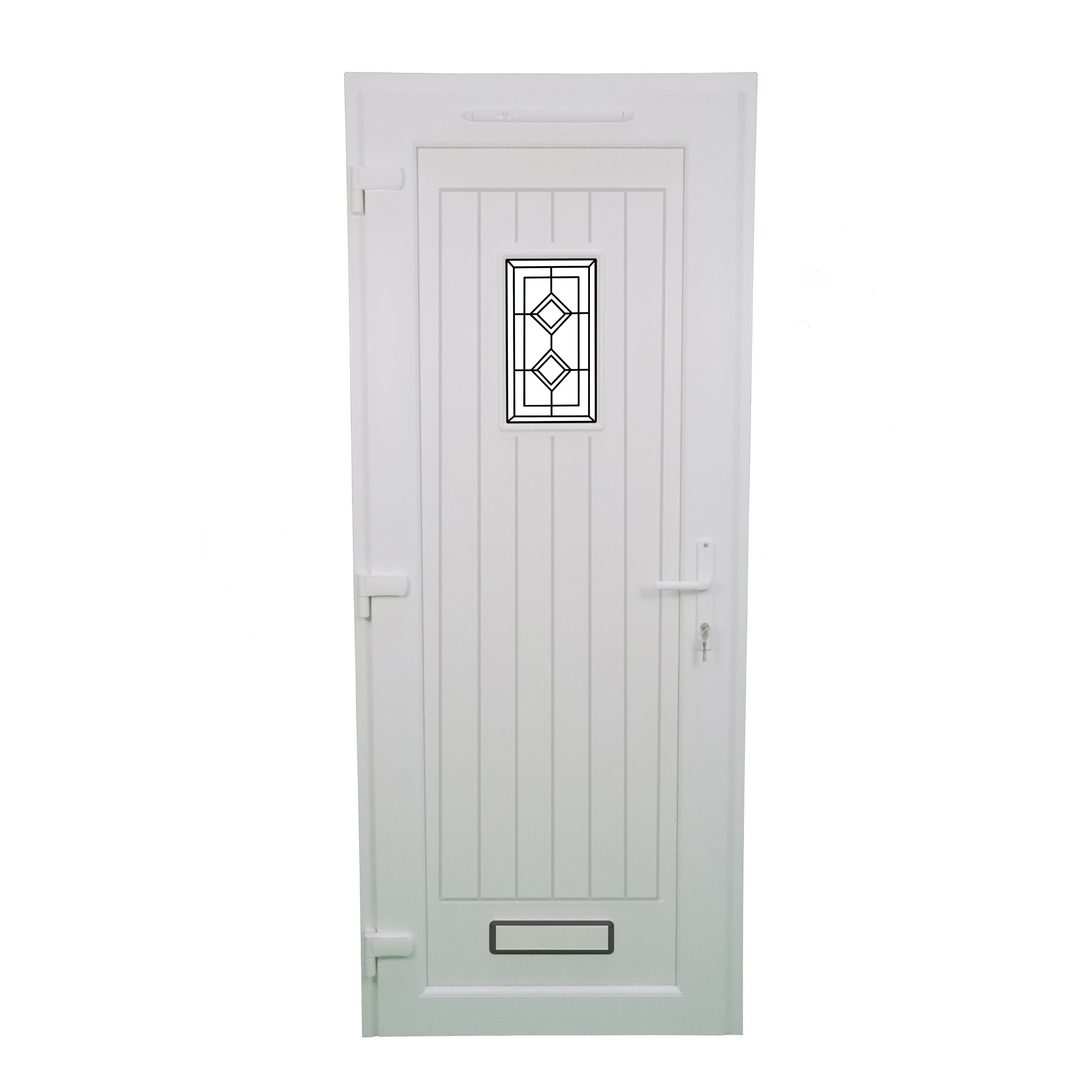 Fortia Curral Frosted Glazed Anthracite RH External Front Door set, (H)2085mm (W)920mm