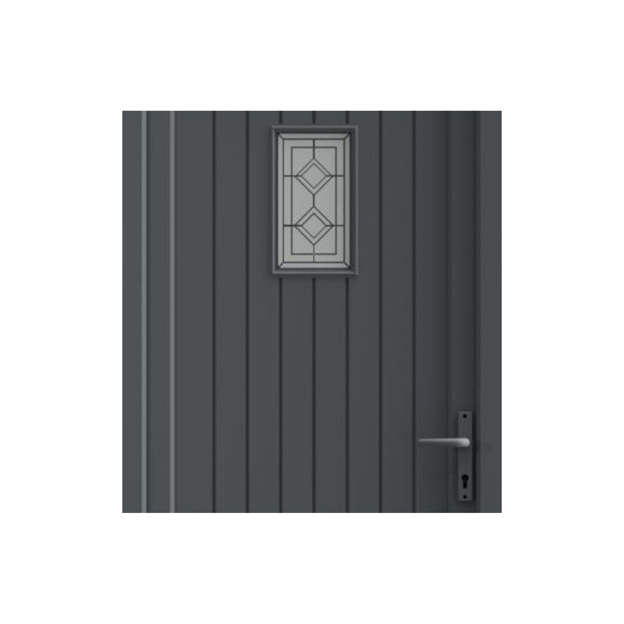 Fortia Curral Frosted Glazed Modern Anthracite LH External Front Door set, (H)2085mm (W)920mm