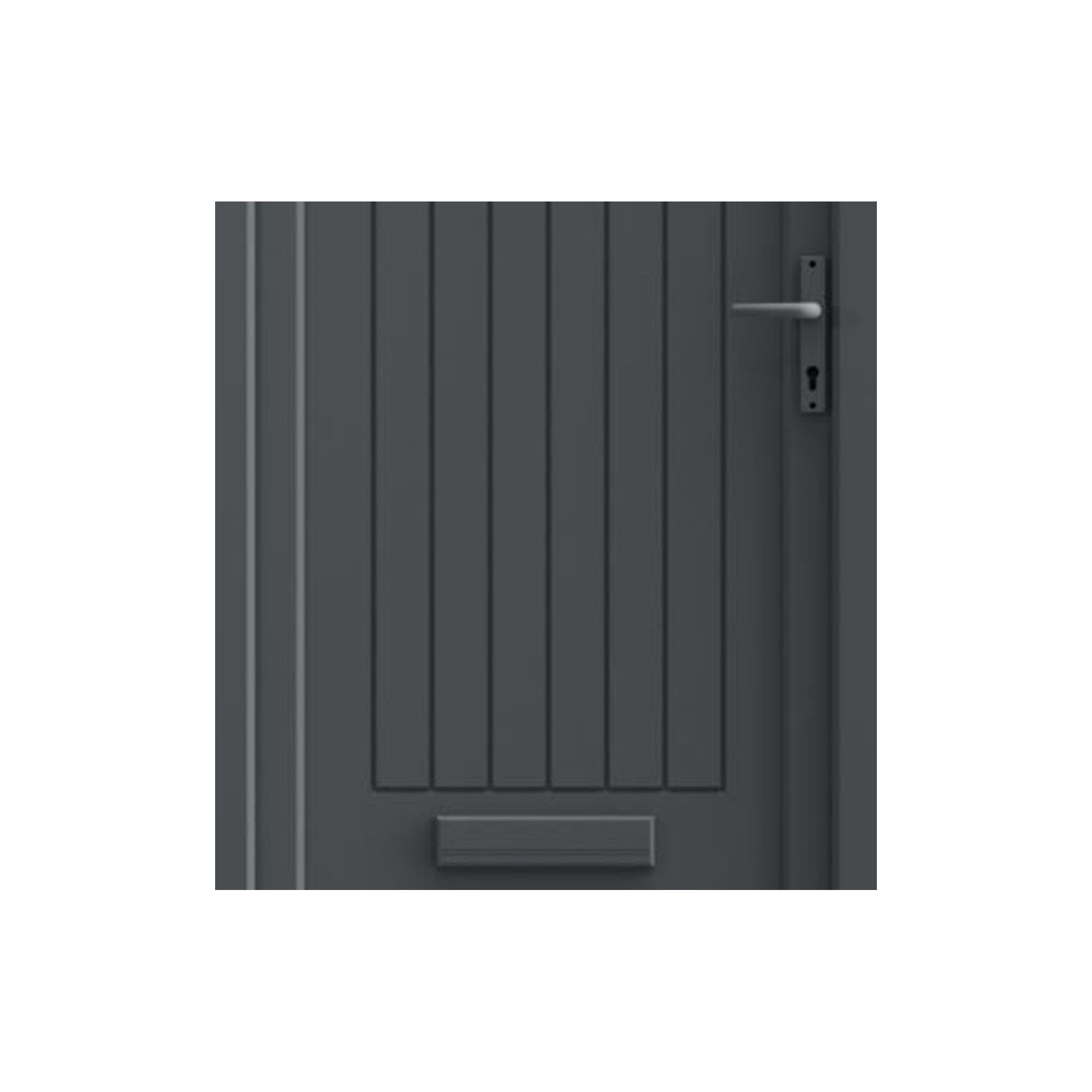 Fortia Curral Frosted Glazed Modern Anthracite LH External Front Door set, (H)2085mm (W)920mm