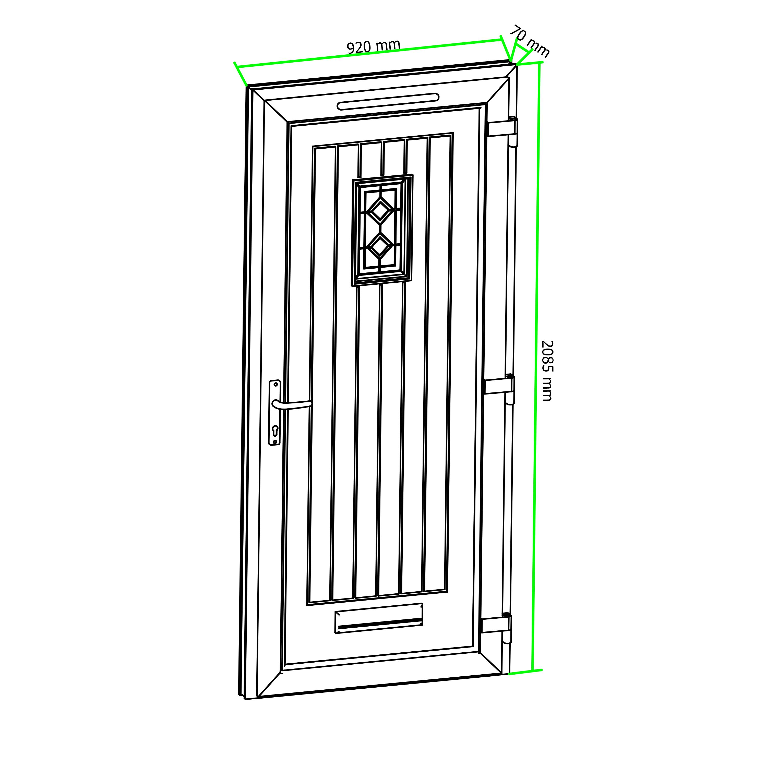 Fortia Curral Frosted Glazed Modern Anthracite LH External Front Door set, (H)2085mm (W)920mm