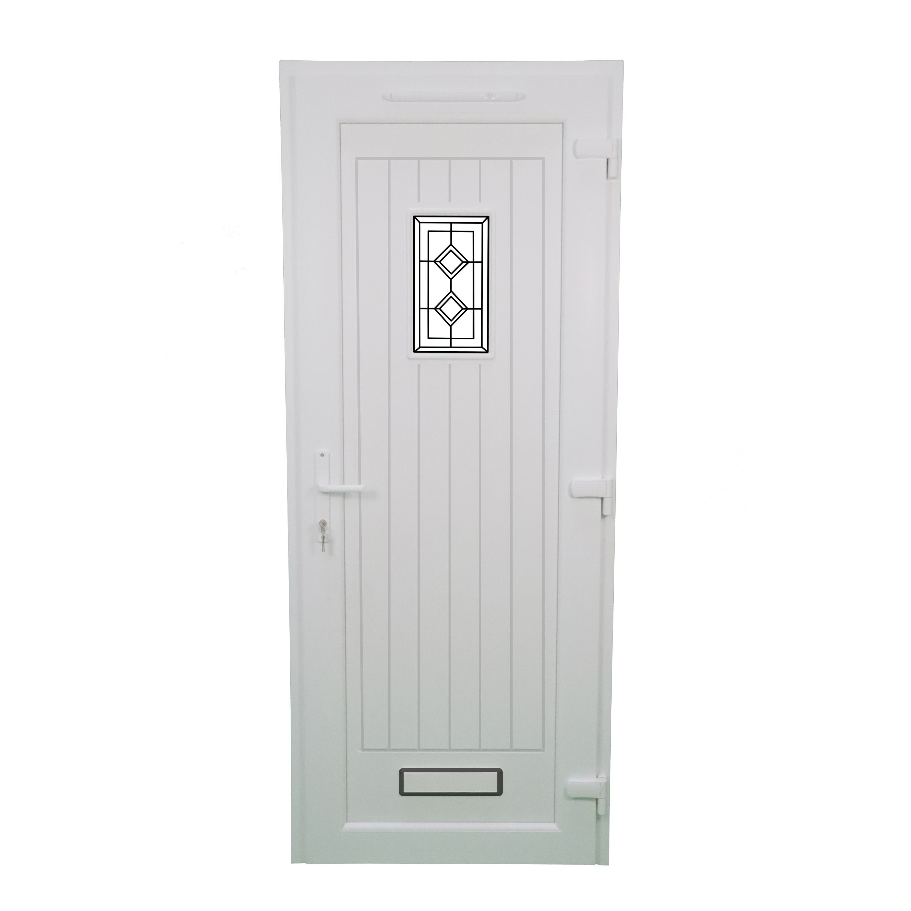 Fortia Curral Frosted Glazed Modern Anthracite LH External Front Door set, (H)2085mm (W)920mm