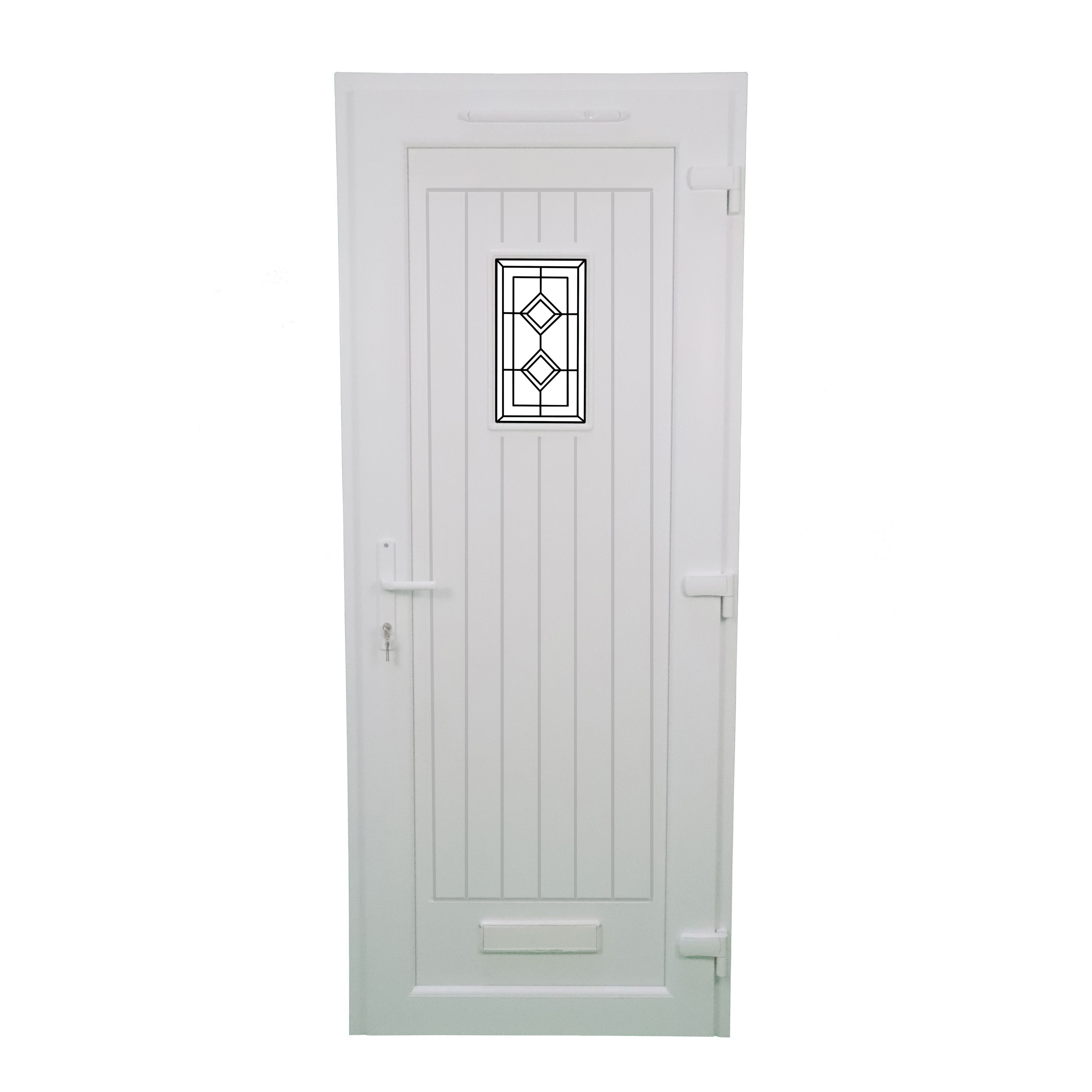 Fortia Curral Frosted Glazed White LH External Front Door set, (H)2085mm (W)920mm