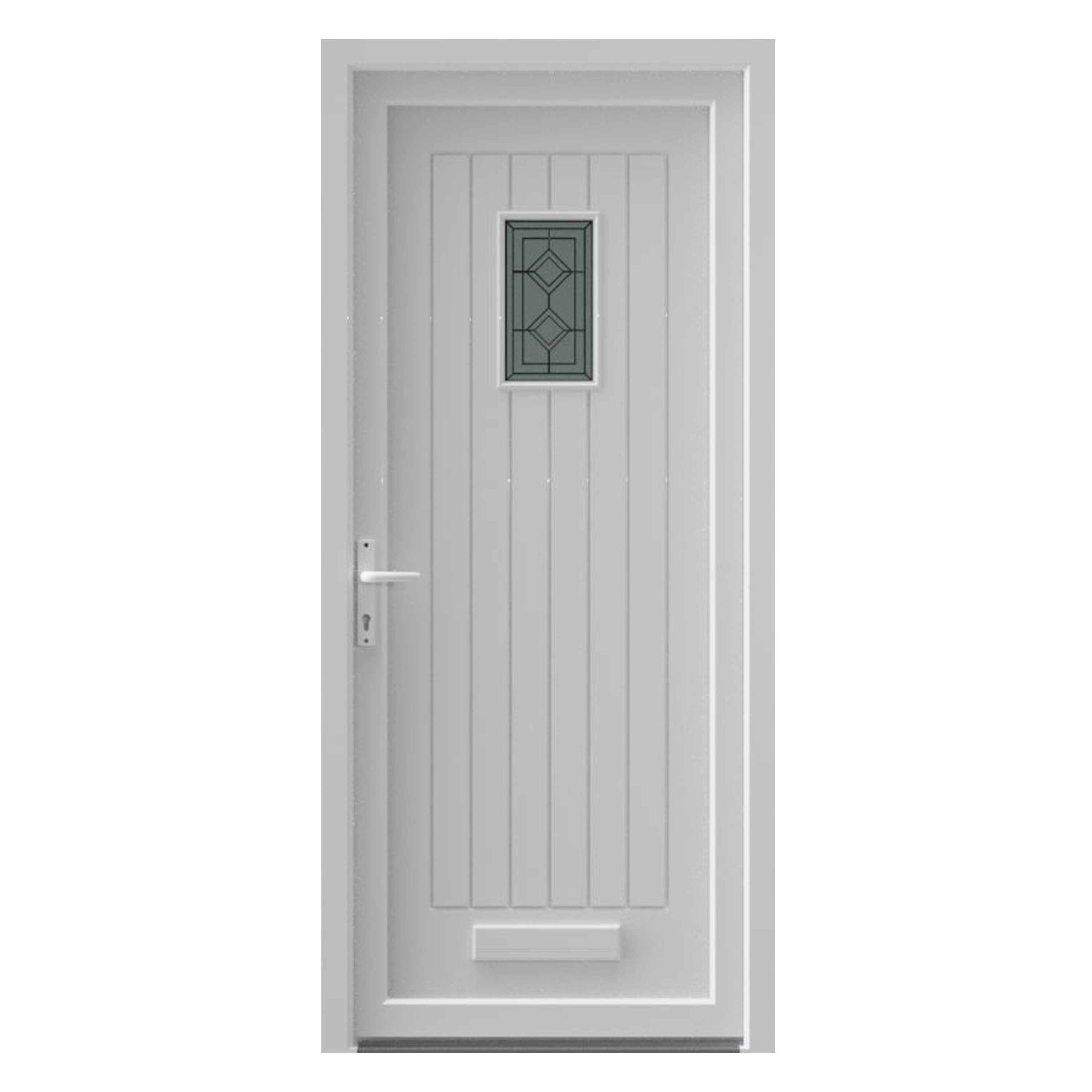 Fortia Curral Frosted Glazed White RH External Front Door set, (H)2085mm (W)840mm