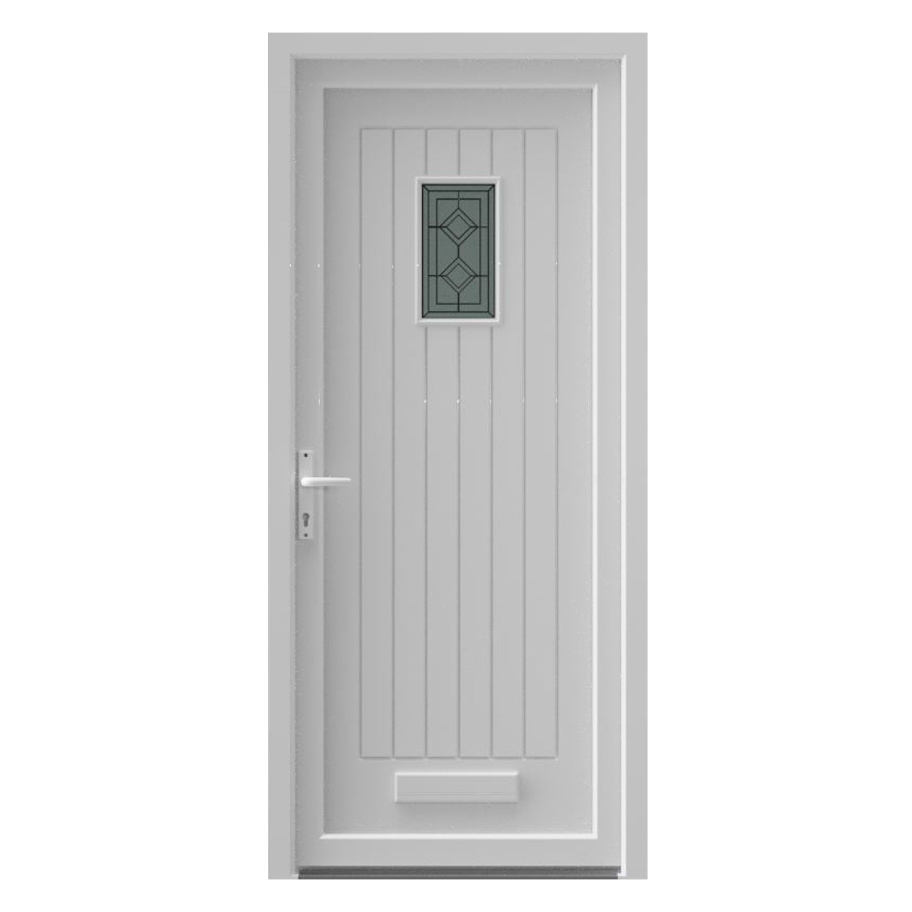 Fortia Curral Frosted Glazed White RH External Front Door set, (H)2085mm (W)920mm