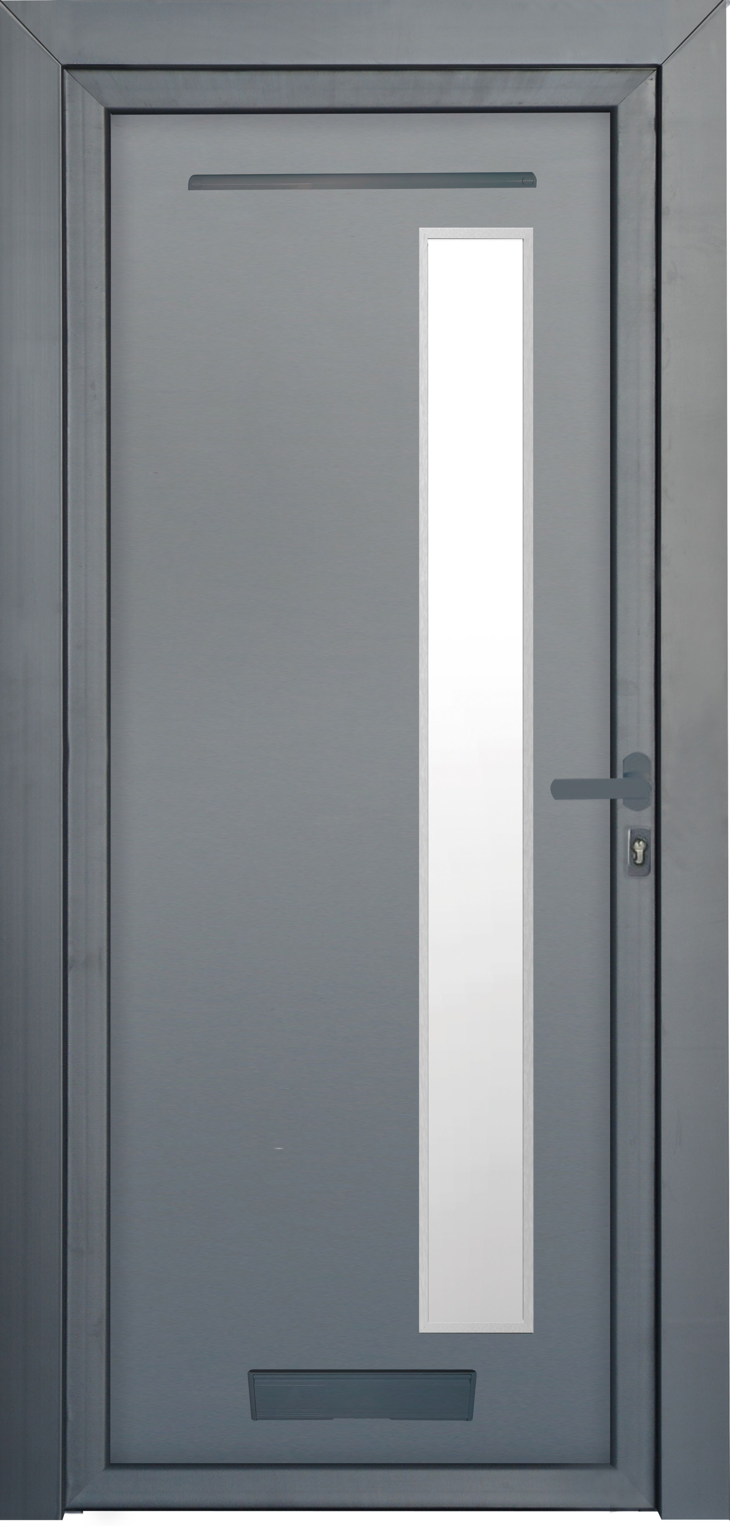 Fortia Gatteo Frosted glass Frosted Glazed Antracite LH External Front Door set, (H)2085mm (W)920mm