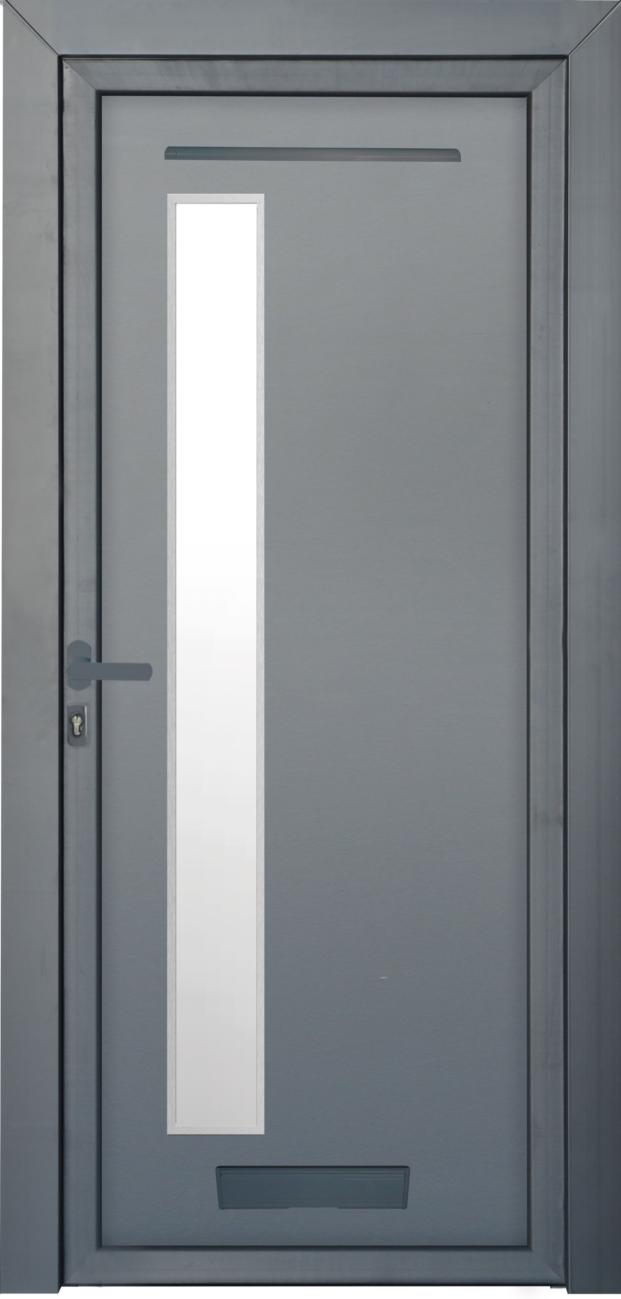Fortia Gatteo Frosted glass Frosted Glazed Antracite RH External Front Door set, (H)2085mm (W)920mm