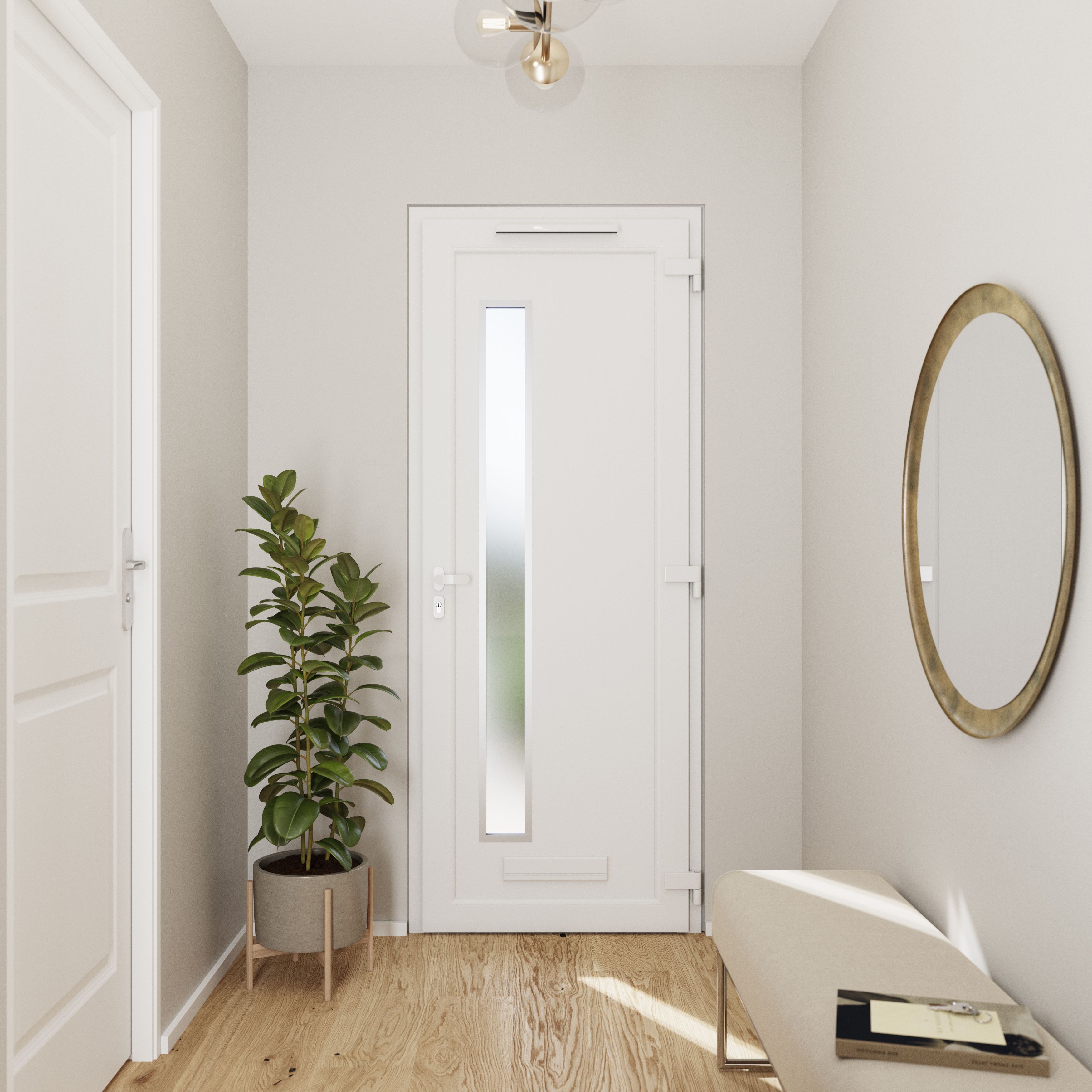 Fortia Gatteo Frosted glass Frosted Glazed Modern White LH External ...