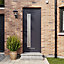 Fortia Gatteo Frosted Glazed Antracite LH External Front Door set, (H)2085mm (W)840mm
