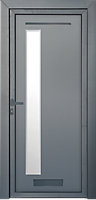 Fortia Gatteo Frosted Glazed Antracite RH External Front Door set, (H)2085mm (W)840mm