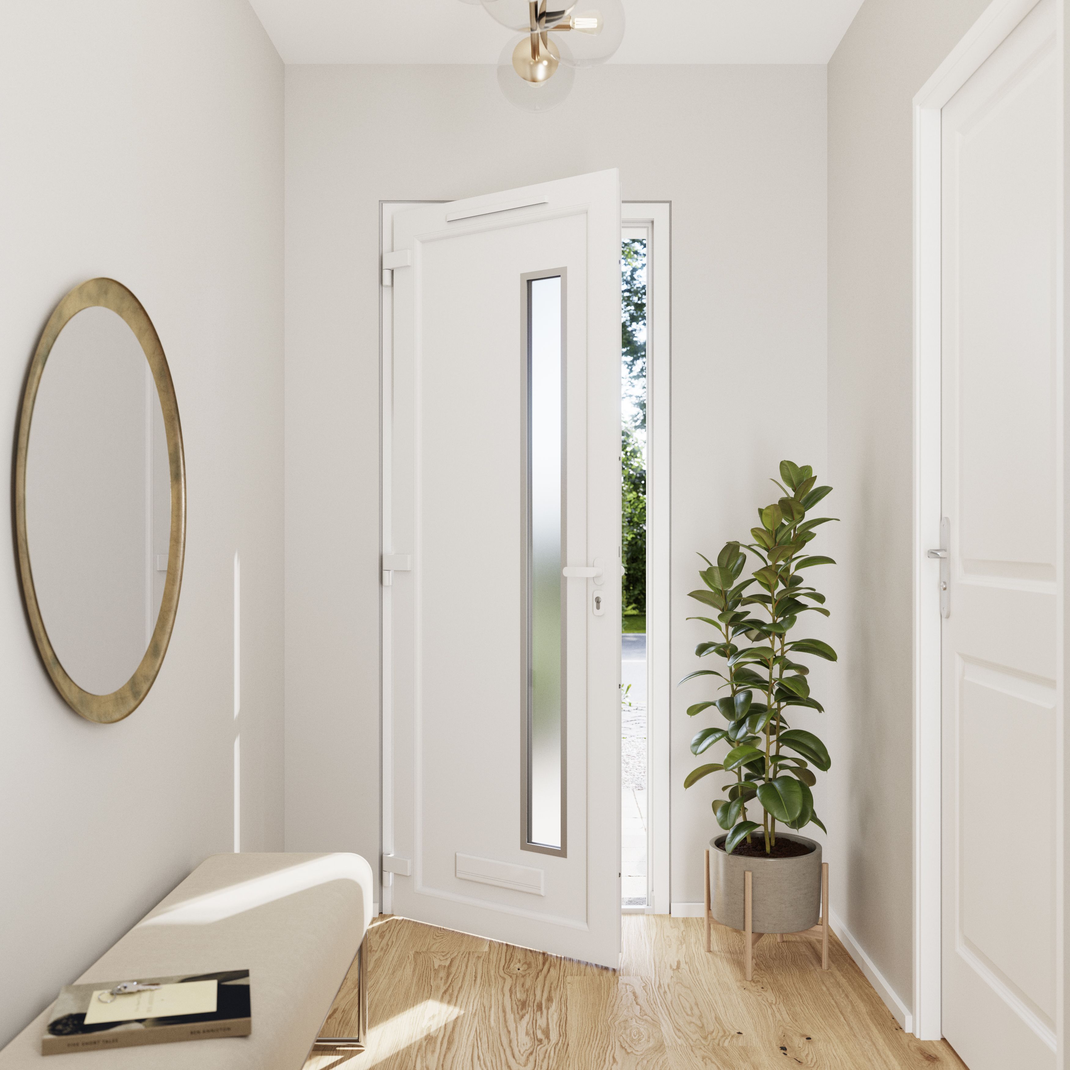 Fortia Gatteo Frosted Glazed Antracite RH External Front Door set, (H)2085mm (W)840mm
