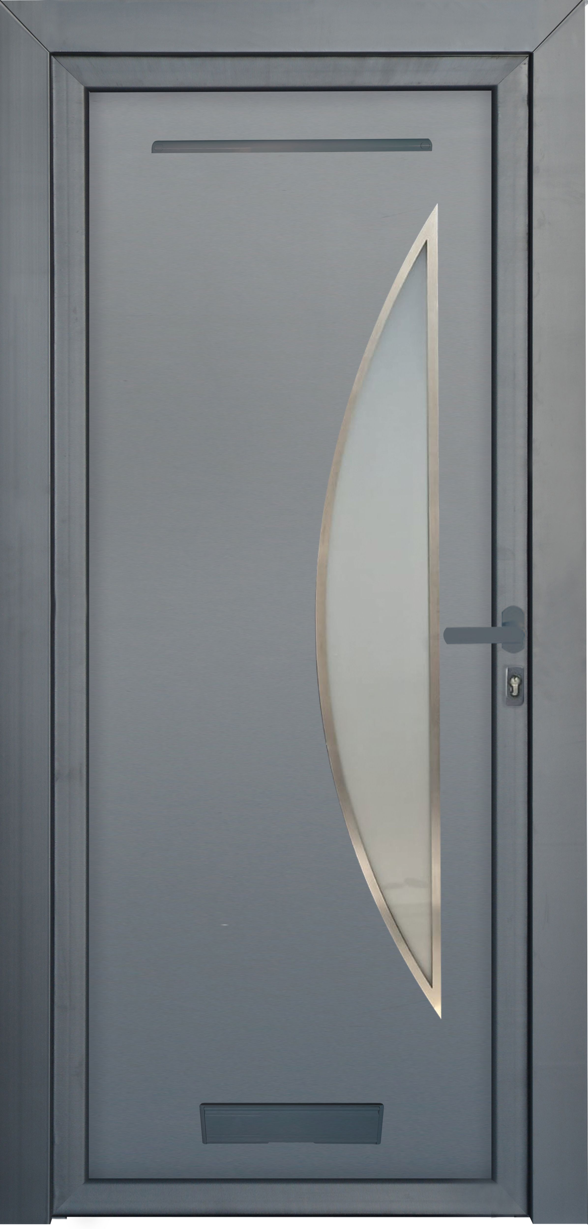Fortia Hermoso Frosted glass Frosted Glazed Antracite LH External Front Door set, (H)2085mm (W)920mm