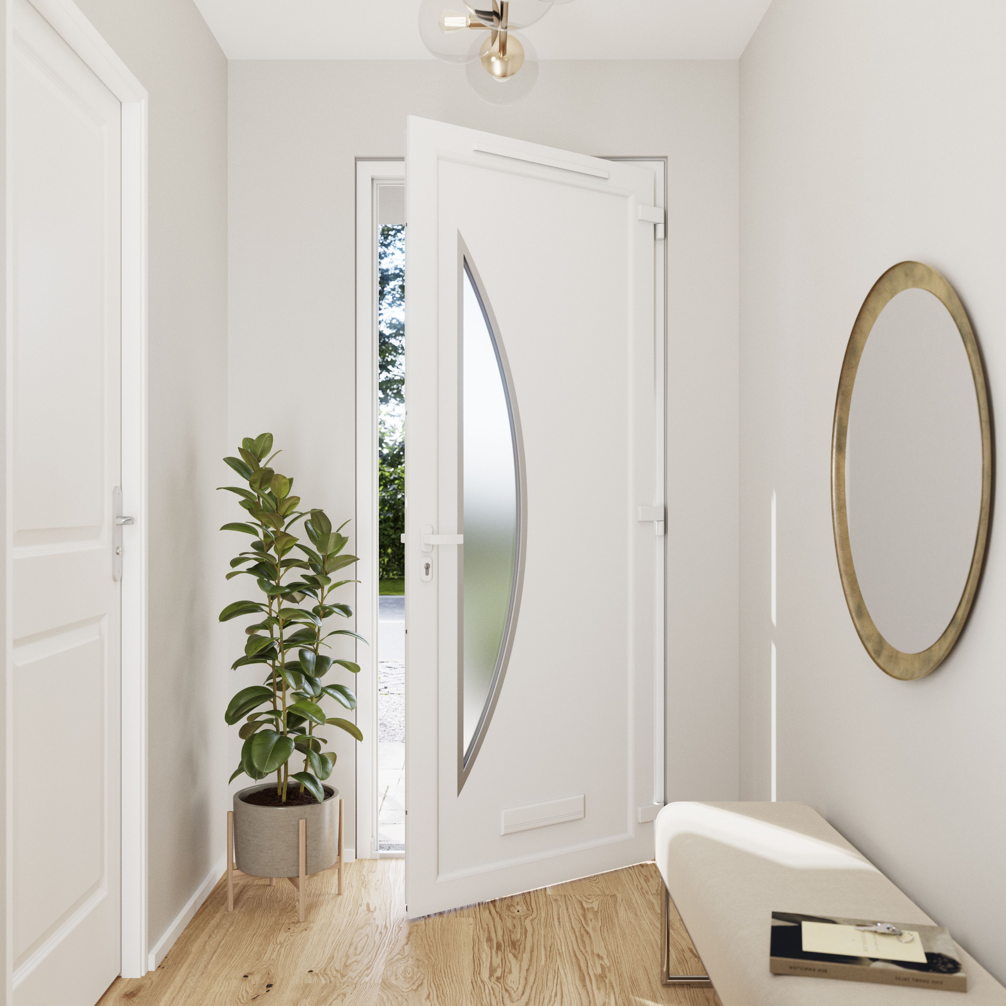Fortia Hermoso Frosted glass Frosted Glazed White LH External Front ...