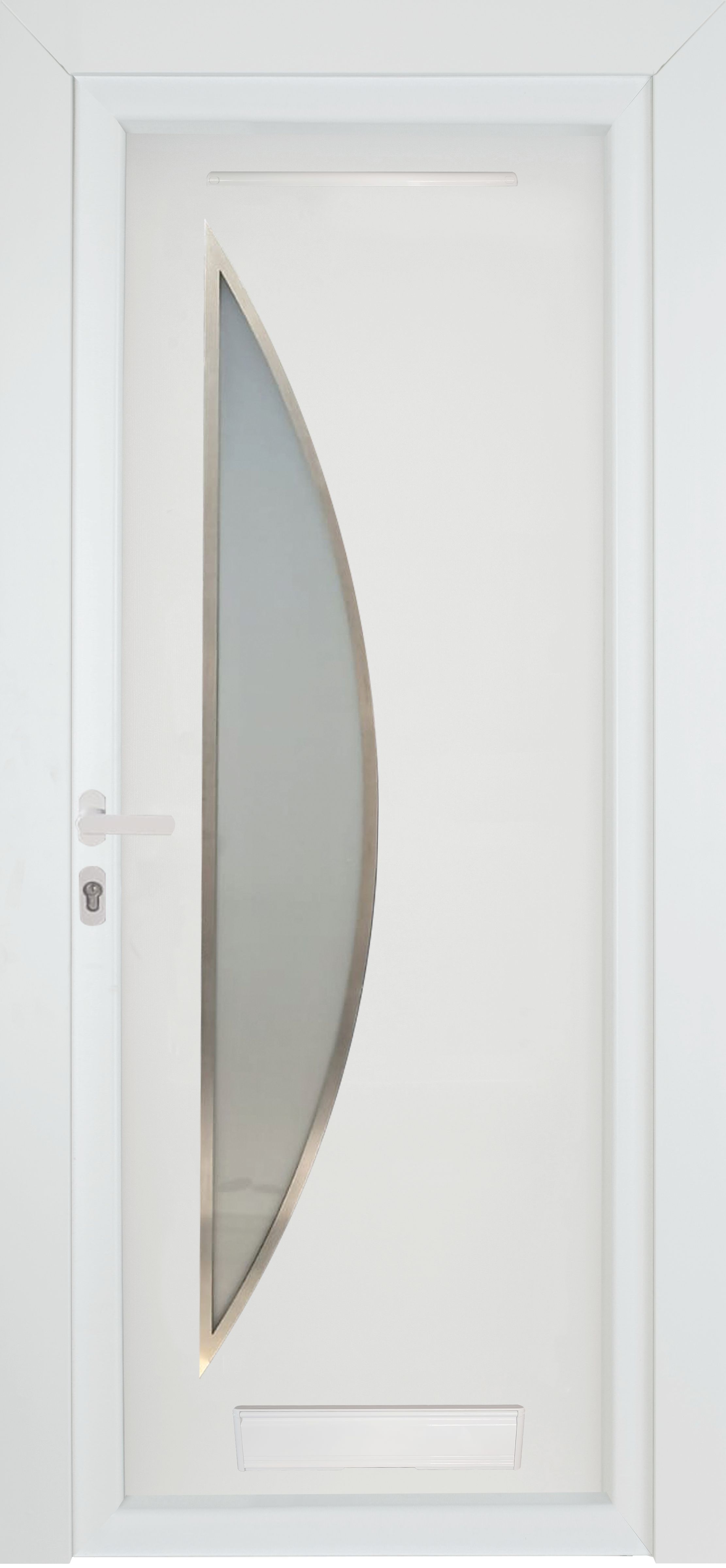 Fortia Hermoso Frosted Glazed Modern White RH External Front Door set, (H)2085mm (W)920mm