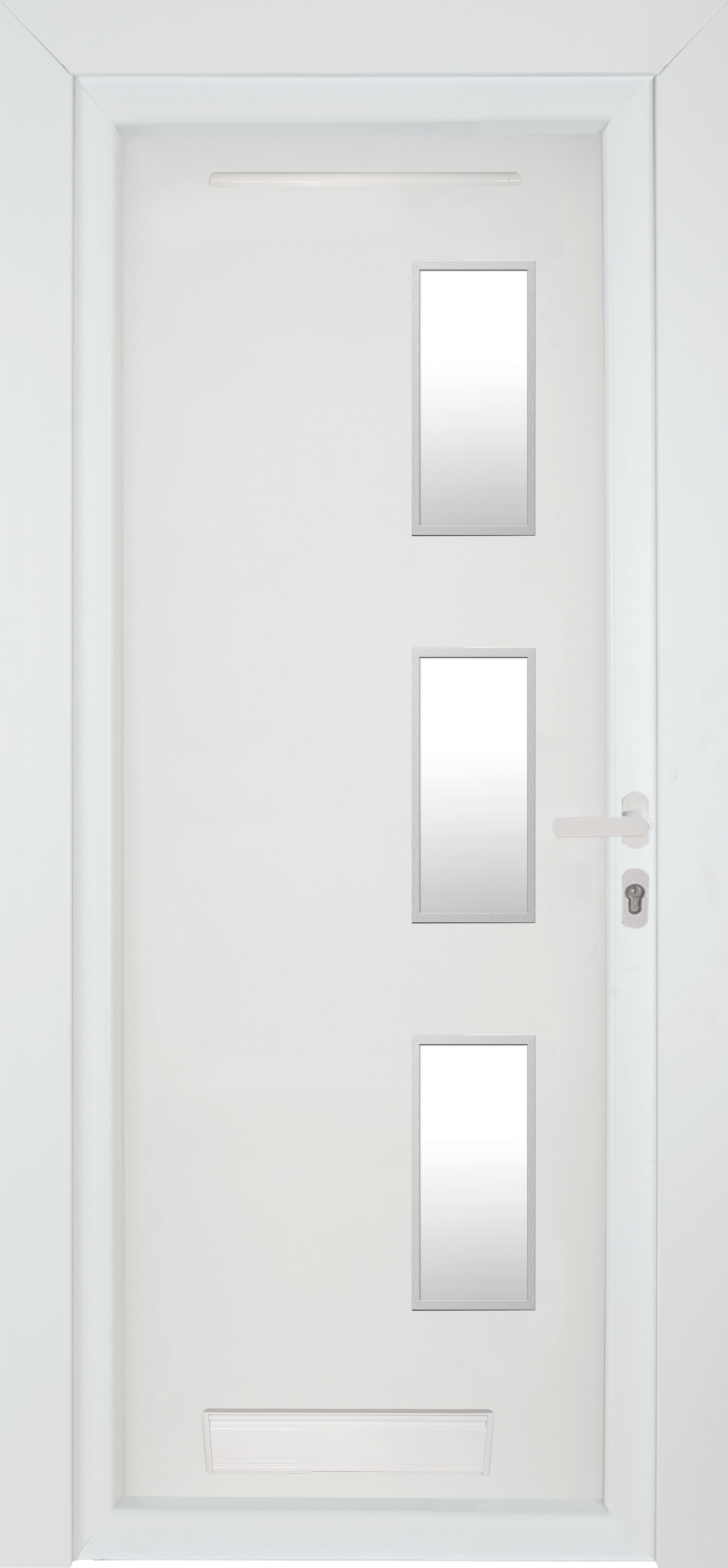 Fortia Kilifi Frosted glass Frosted Glazed White LH External Front Door set, (H)2085mm (W)920mm