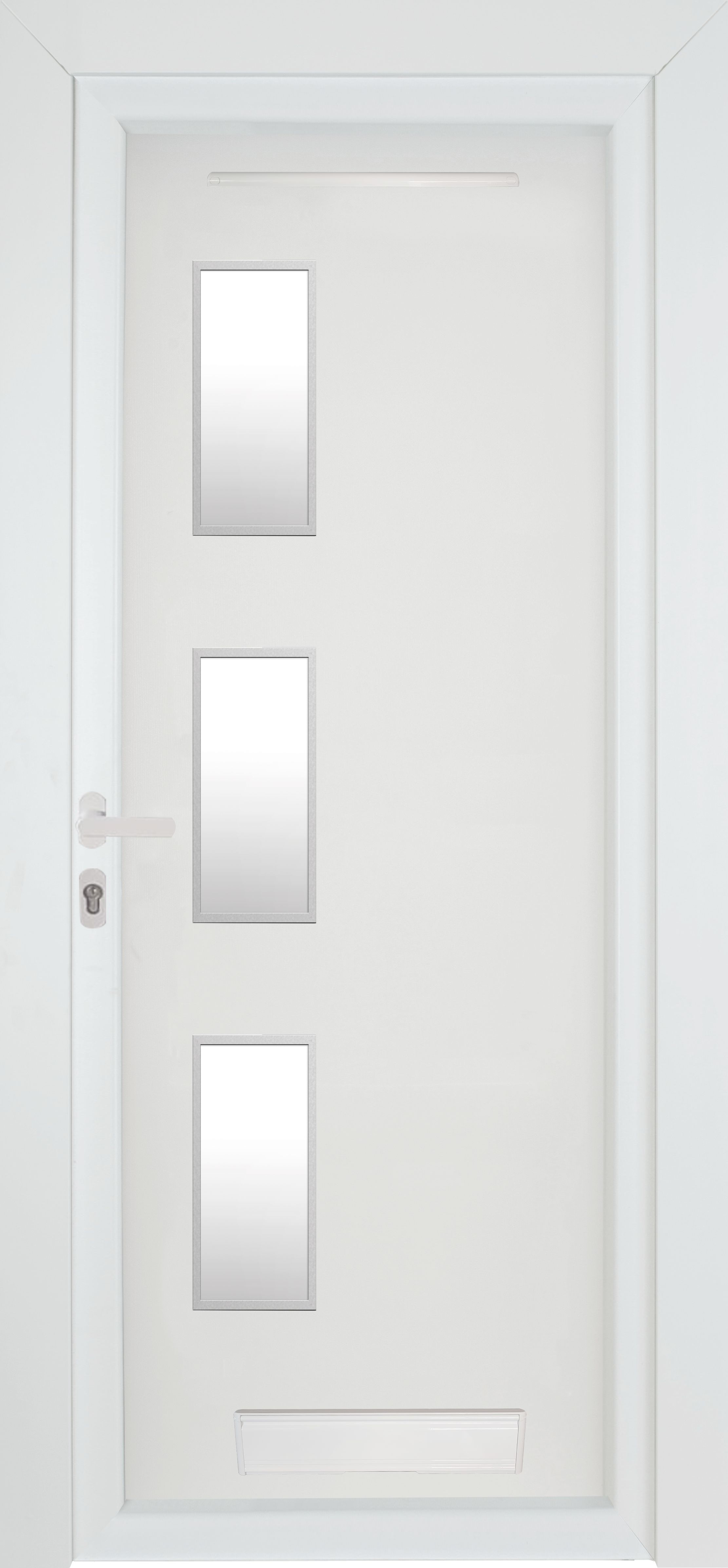 Fortia Kilifi Frosted glass Frosted Glazed White RH External Front Door set, (H)2085mm (W)920mm