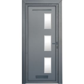 Fortia Kilifi Frosted Glazed Antracite LH External Front Door set, (H)2085mm (W)840mm