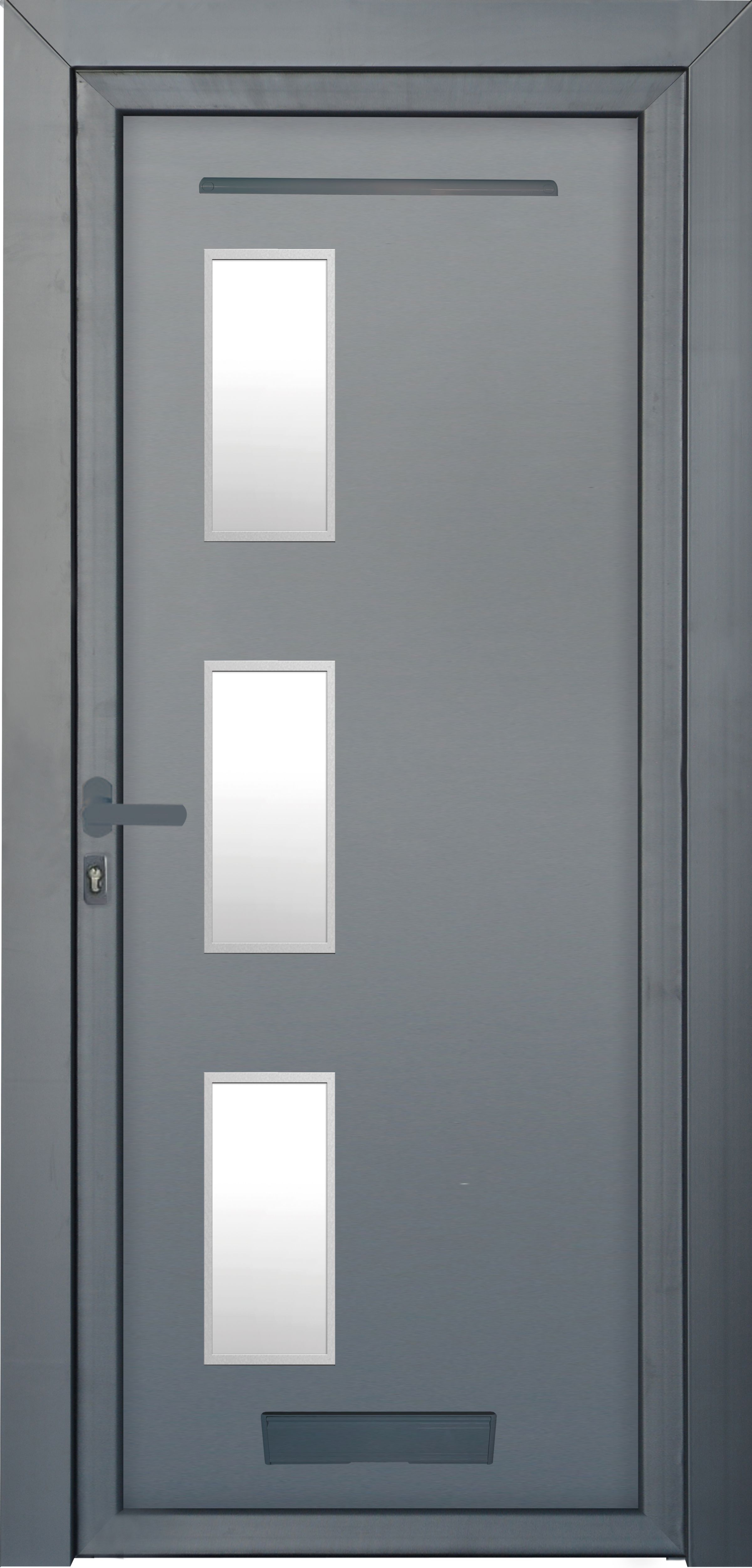 Fortia Kilifi Frosted Glazed Antracite RH External Front Door set, (H)2085mm (W)840mm